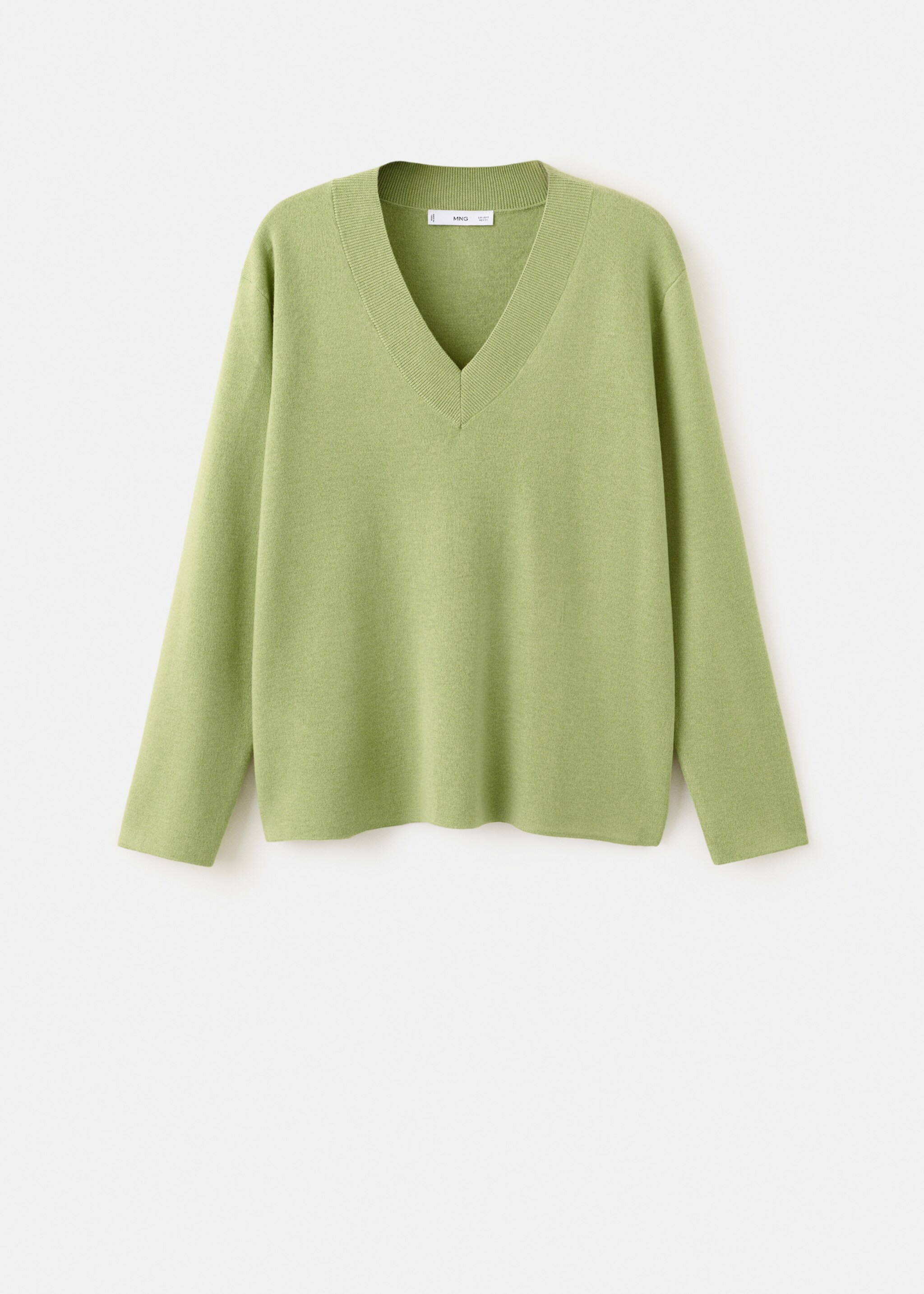 V-neck knit sweater - Article without model, Green. Ref: 27024090-00.