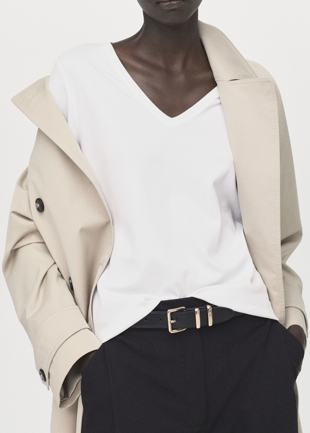 Mango V-neck cotton T-shirt