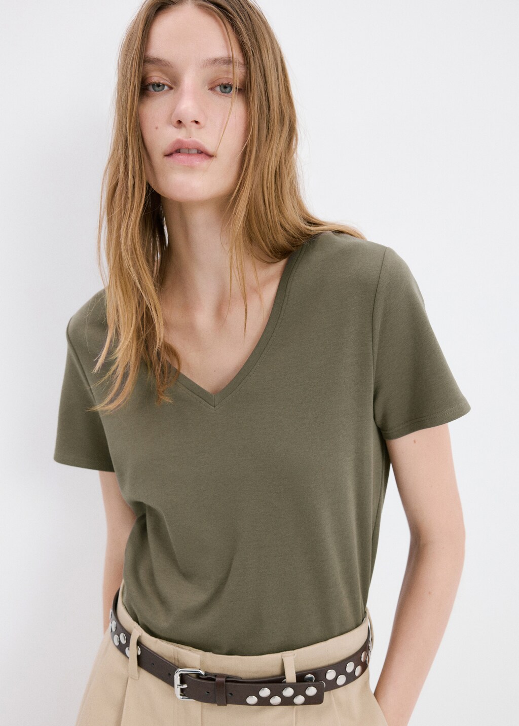 Mango V-neck cotton T-shirt