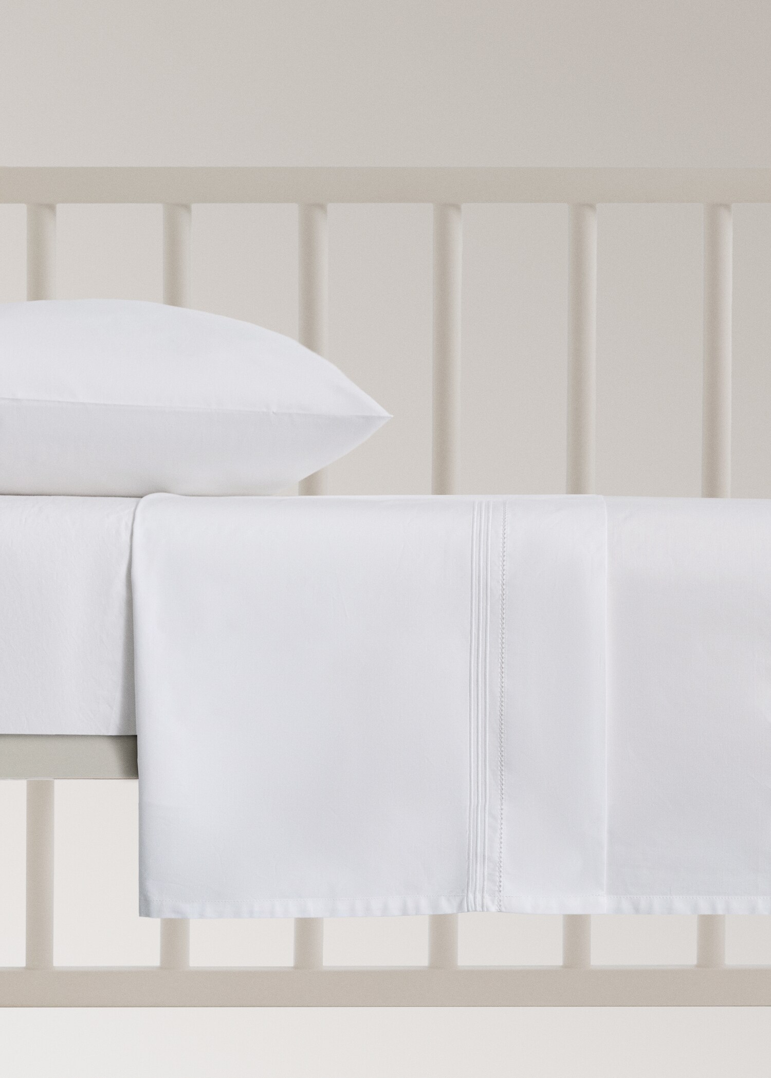 Cotton percale top sheet with hemstitch Single Bed - Article without model