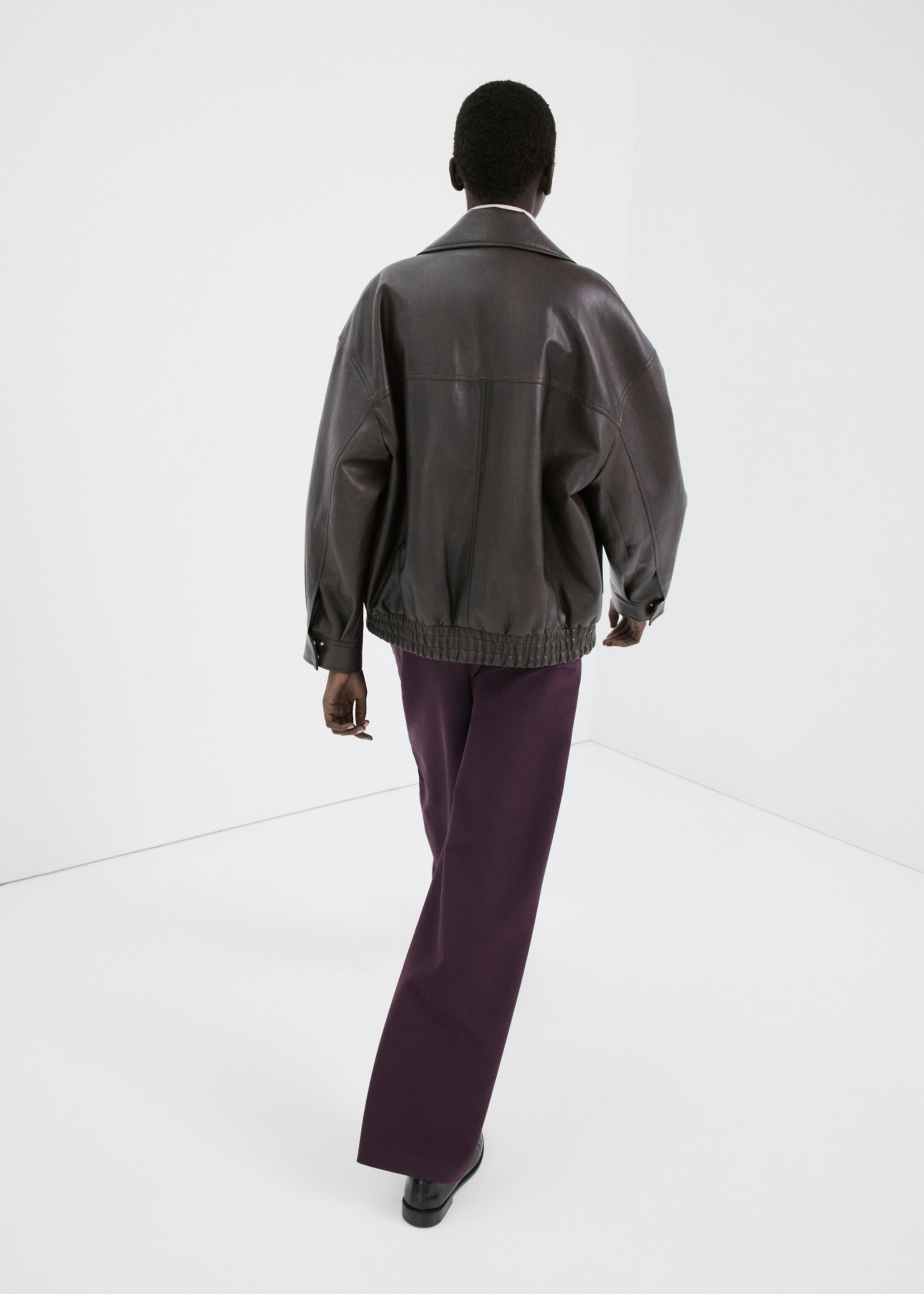 Pantalon combiné rayures - Verso de l’article, Lie de vin. Ref: 27024096-00.