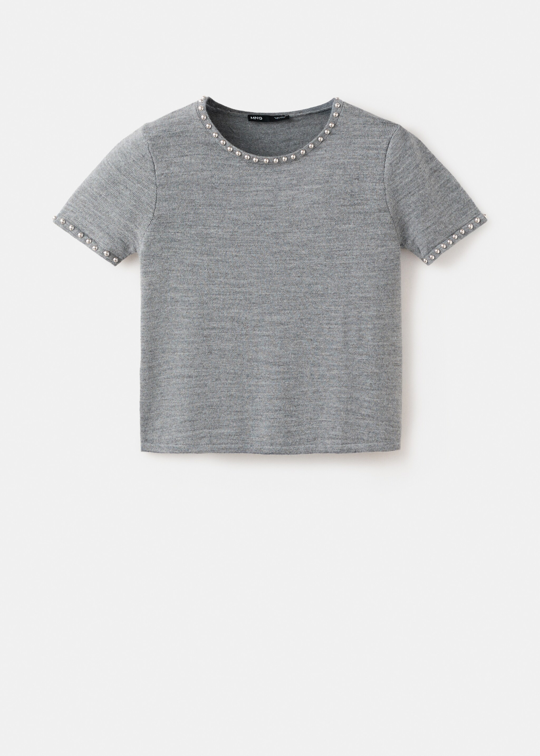 Studded knitted sweater - Article without model, Medium Heather Grey. Ref: 27024098-00.