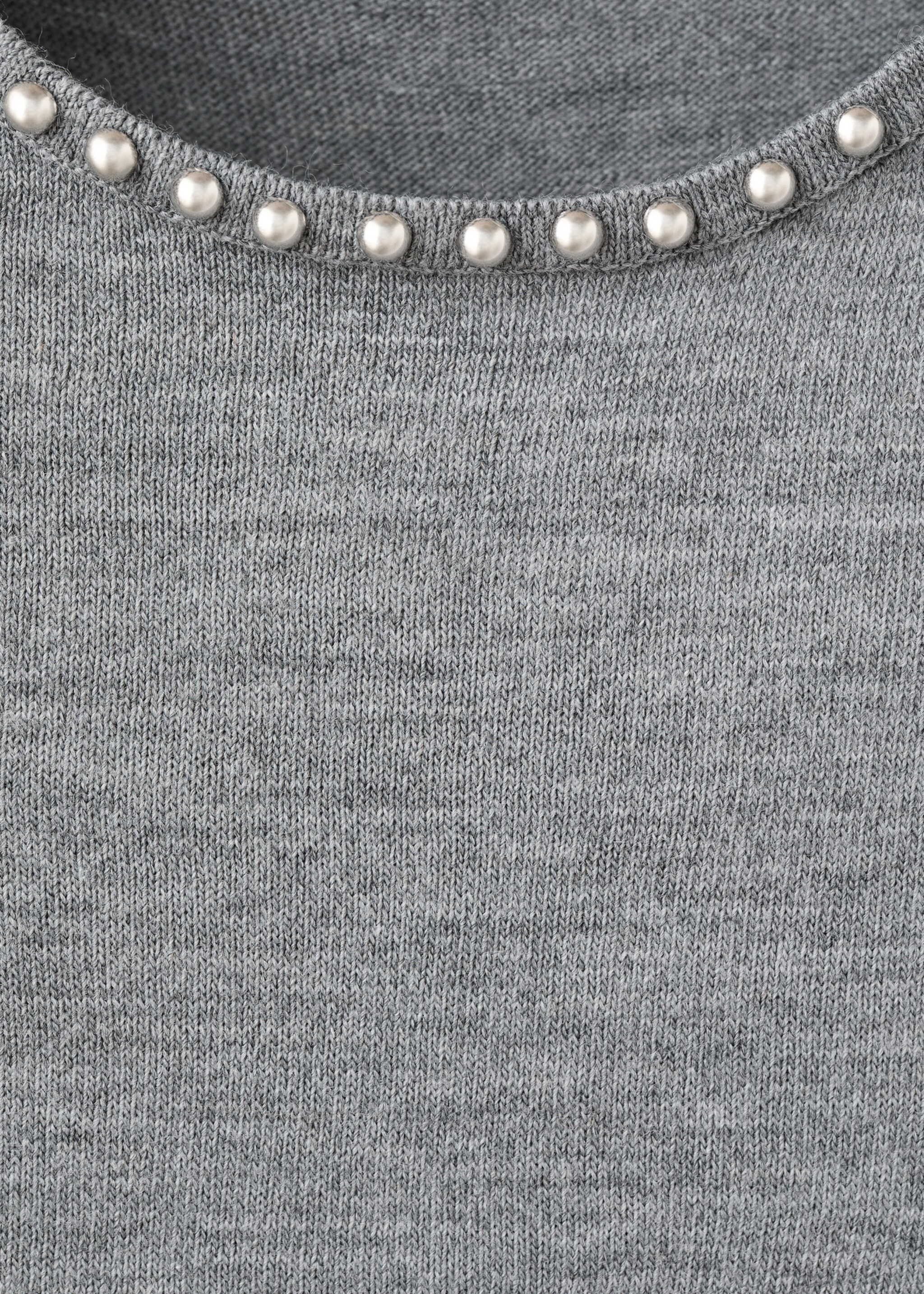 Studded knitted sweater - Details of the article 8, Medium Heather Grey. Ref: 27024098-00.