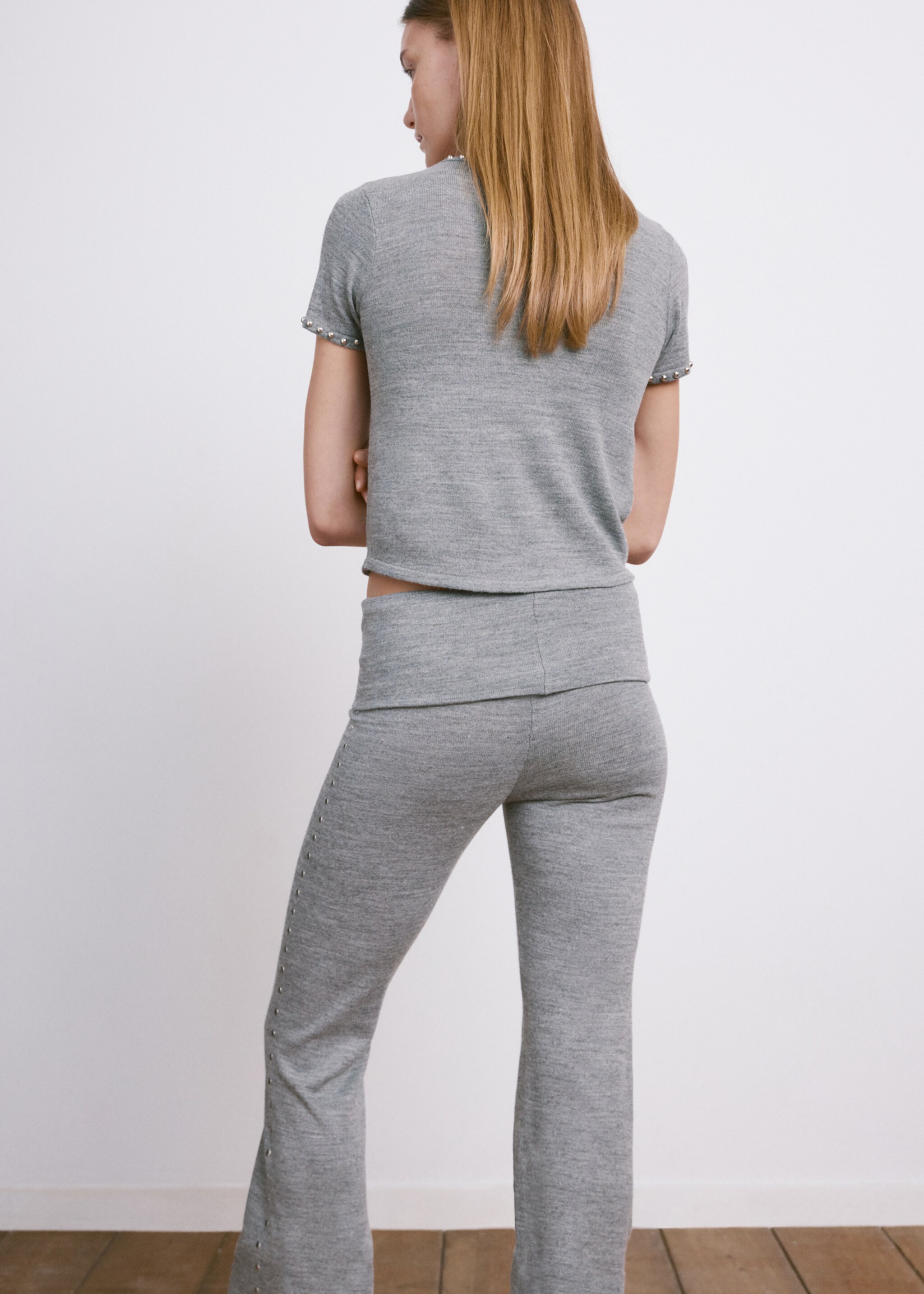 Studded knitted sweater - Reverse of the article, Medium Heather Grey. Ref: 27024098-00.