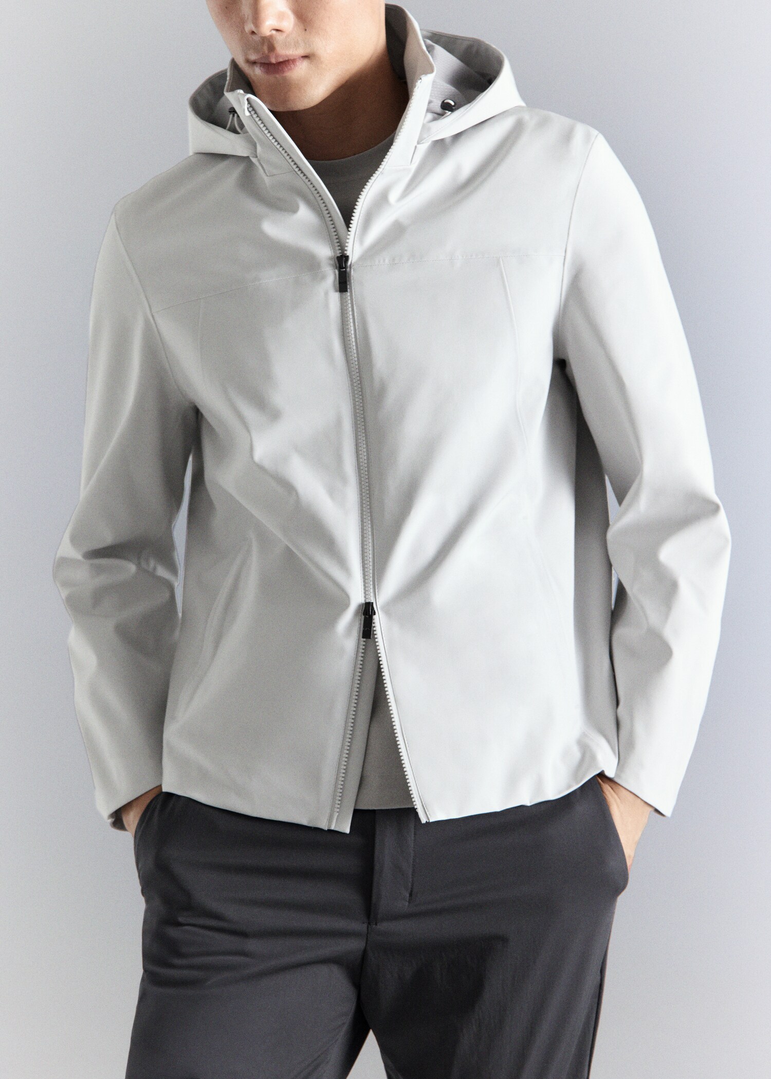 Water-repellent bomber jacket with detachable hood - Details of the article 6