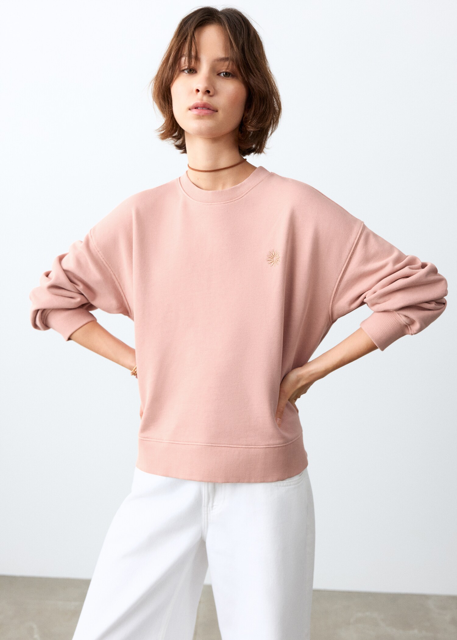 Gemustertes Baumwoll-Sweatshirt - Mittlere Ansicht
