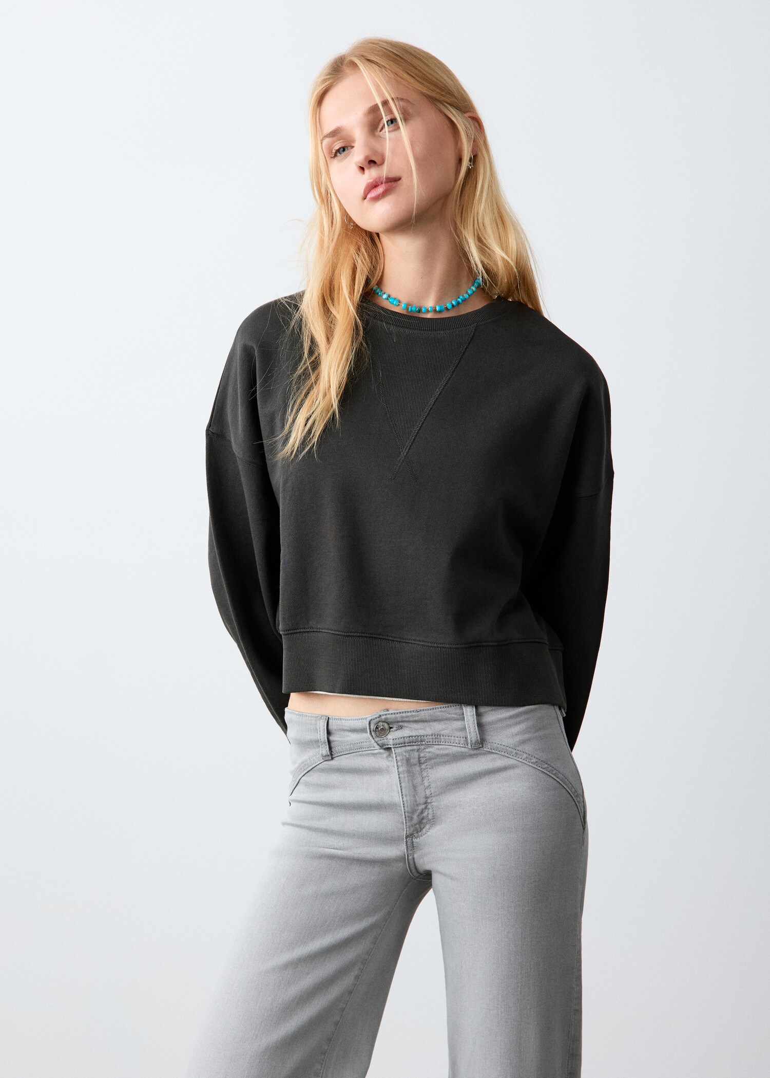 Cropped cotton sweatshirt - Medium plane