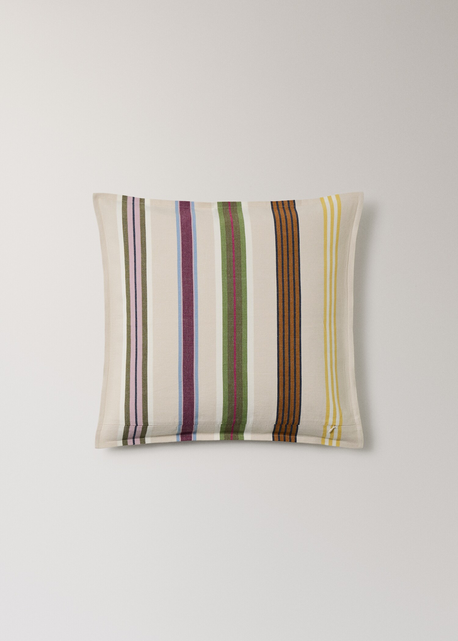Multi-stripe cotton cushion cover with flange 50x50 cm - Details of the article 4