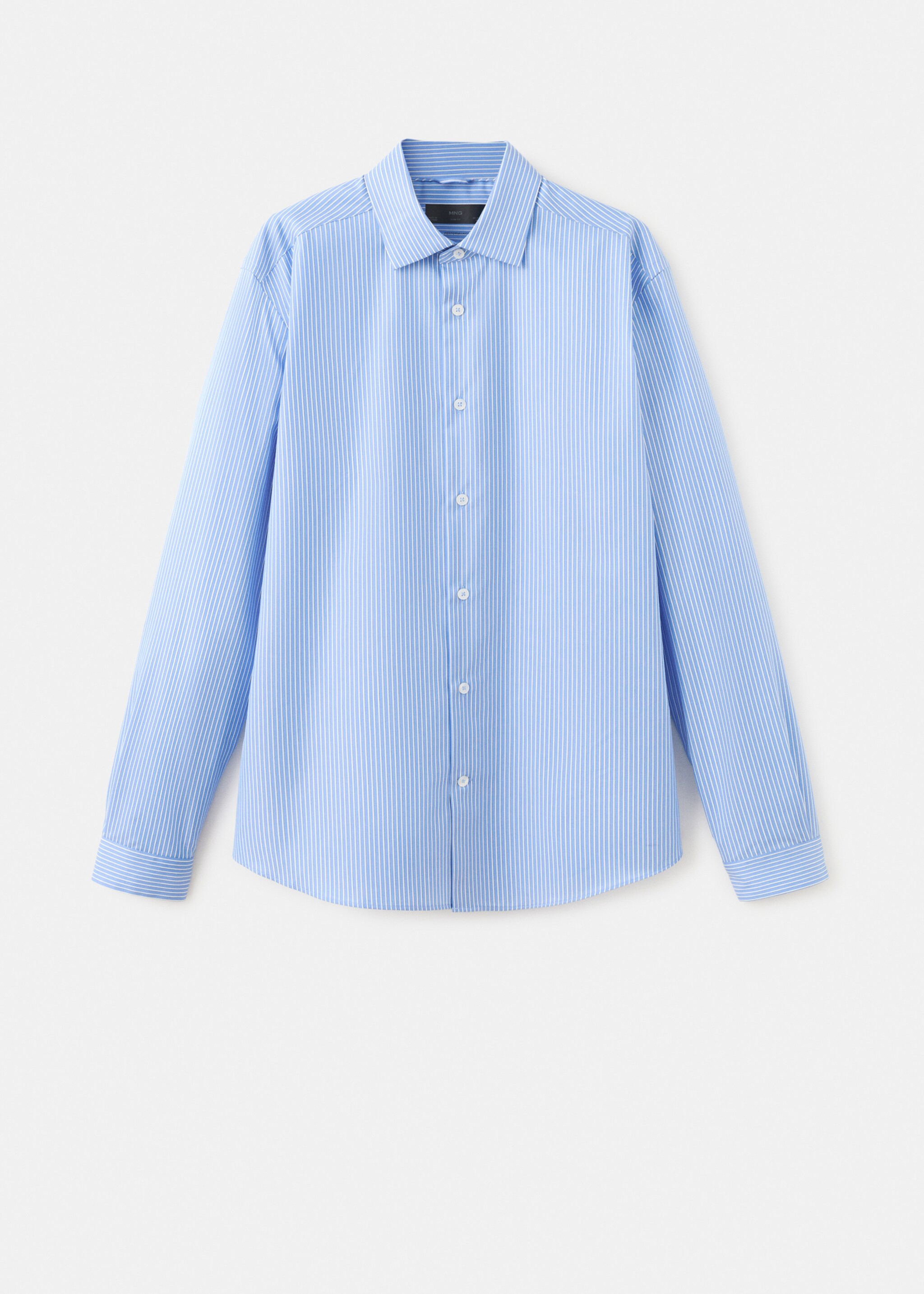 Slim fit non-iron striped shirt - Article without model, Sky Blue. Ref: 27024423-00.
