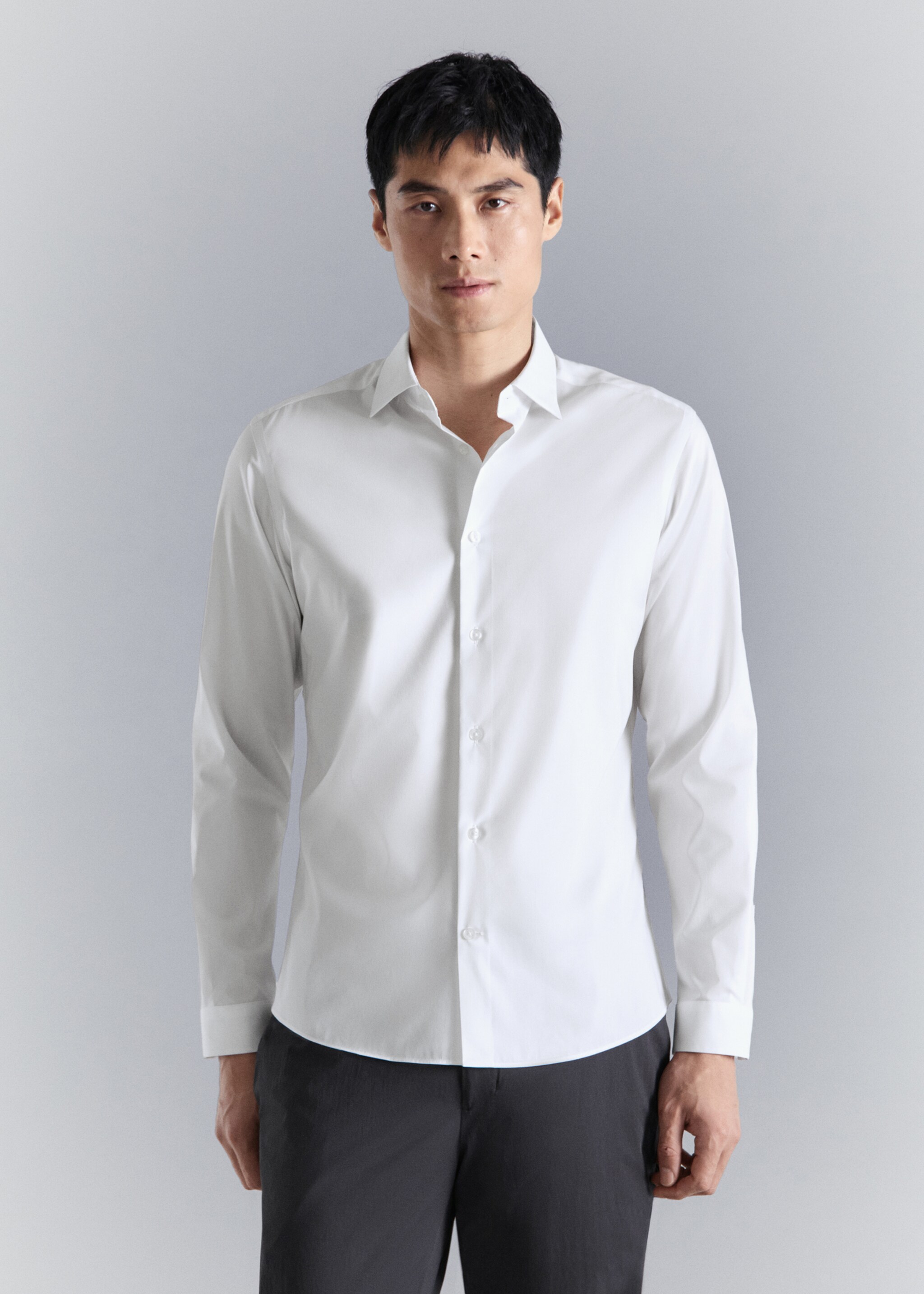Comfort stretch non-iron shirt - Medium plane, White. Ref: 27024424-00.