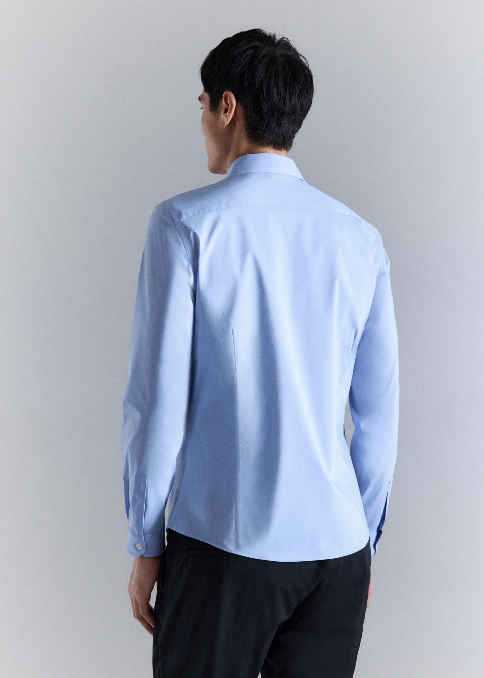 Comfort stretch non-iron shirt - Reverse of the article, China Blue. Ref: 27024424-00.