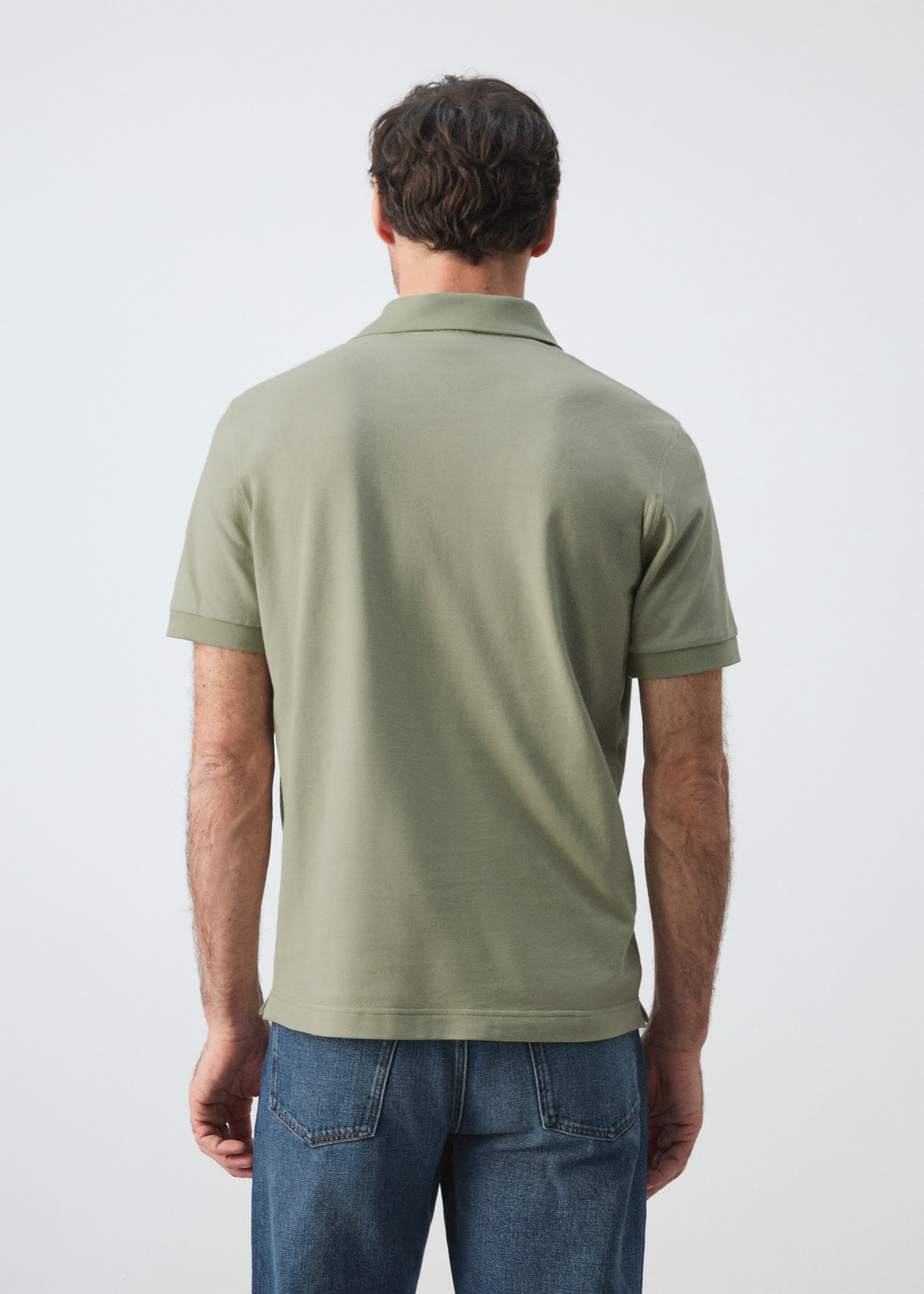 Regular-fit cotton piqué polo shirt - Reverse of the article, Mint Green. Ref: 27024427-00.