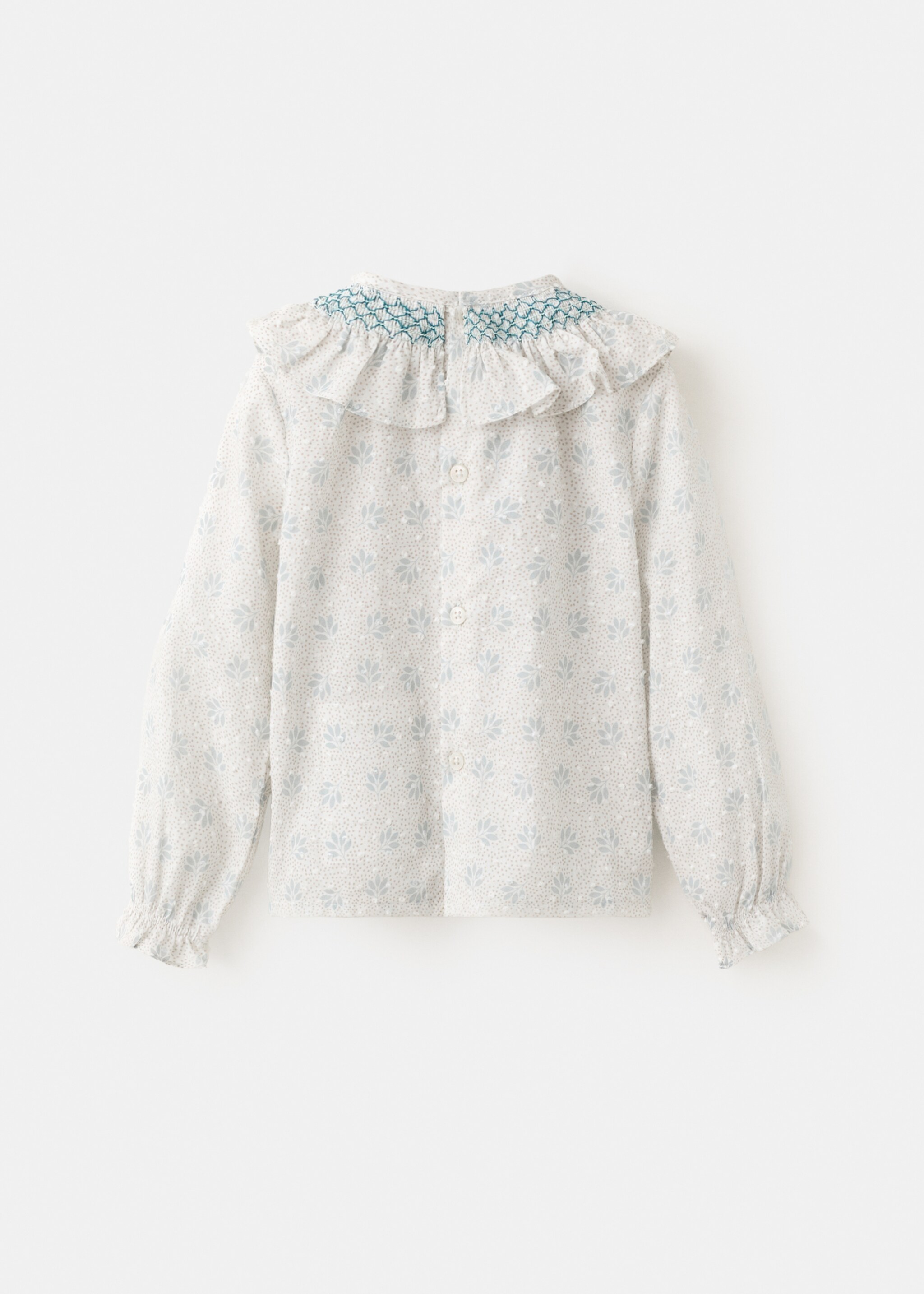 Floral blouse with frill detail - Reverse of the article, Off White. Ref: 27024439-00.