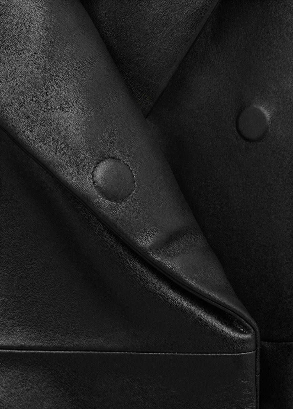 Mango Bomber leather jacket with wrap collar thumbnail