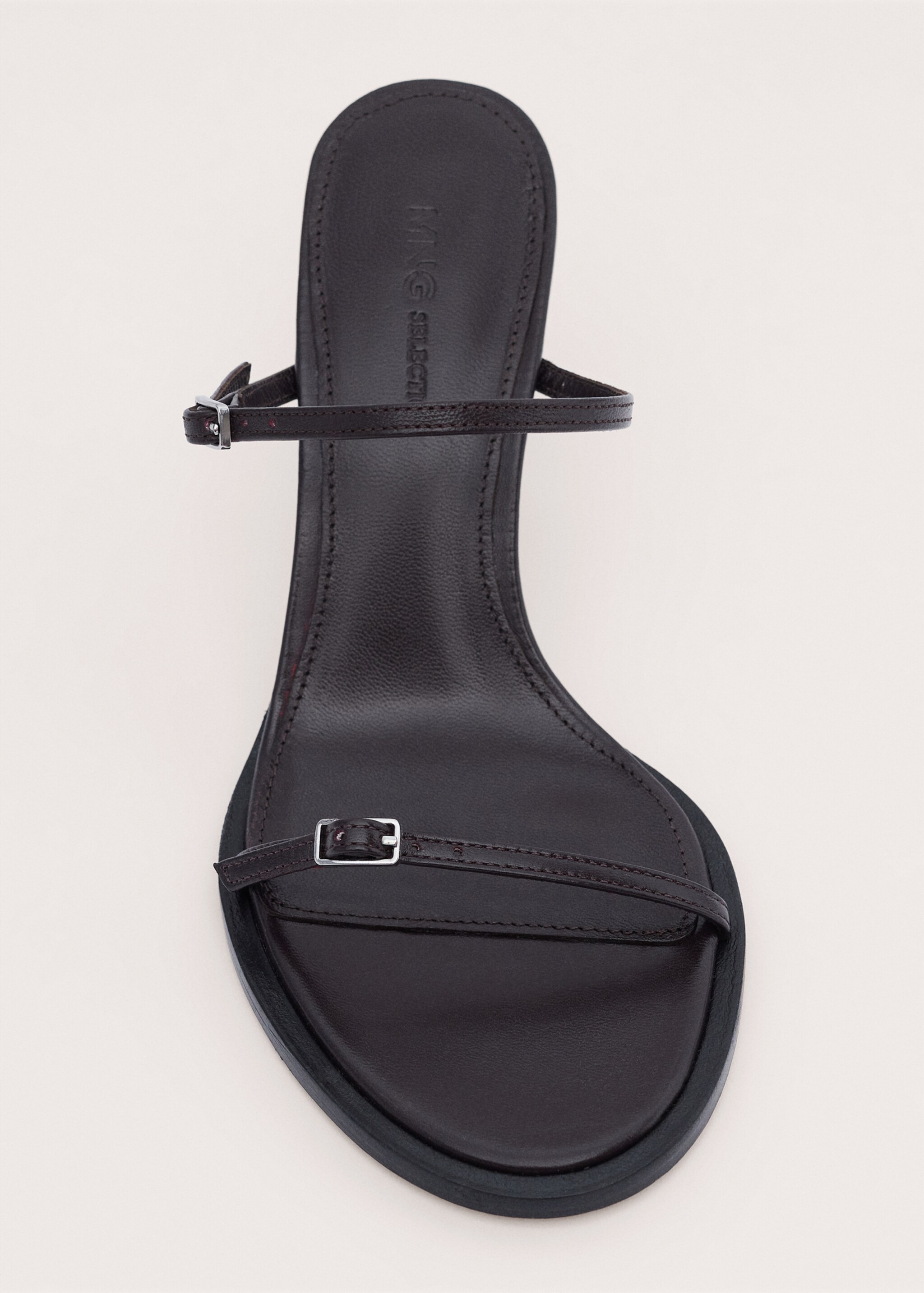 Sandales talon 100 % cuir lanières boucle - Détail de l'article 2, Chocolat. Ref: 27024443-00.