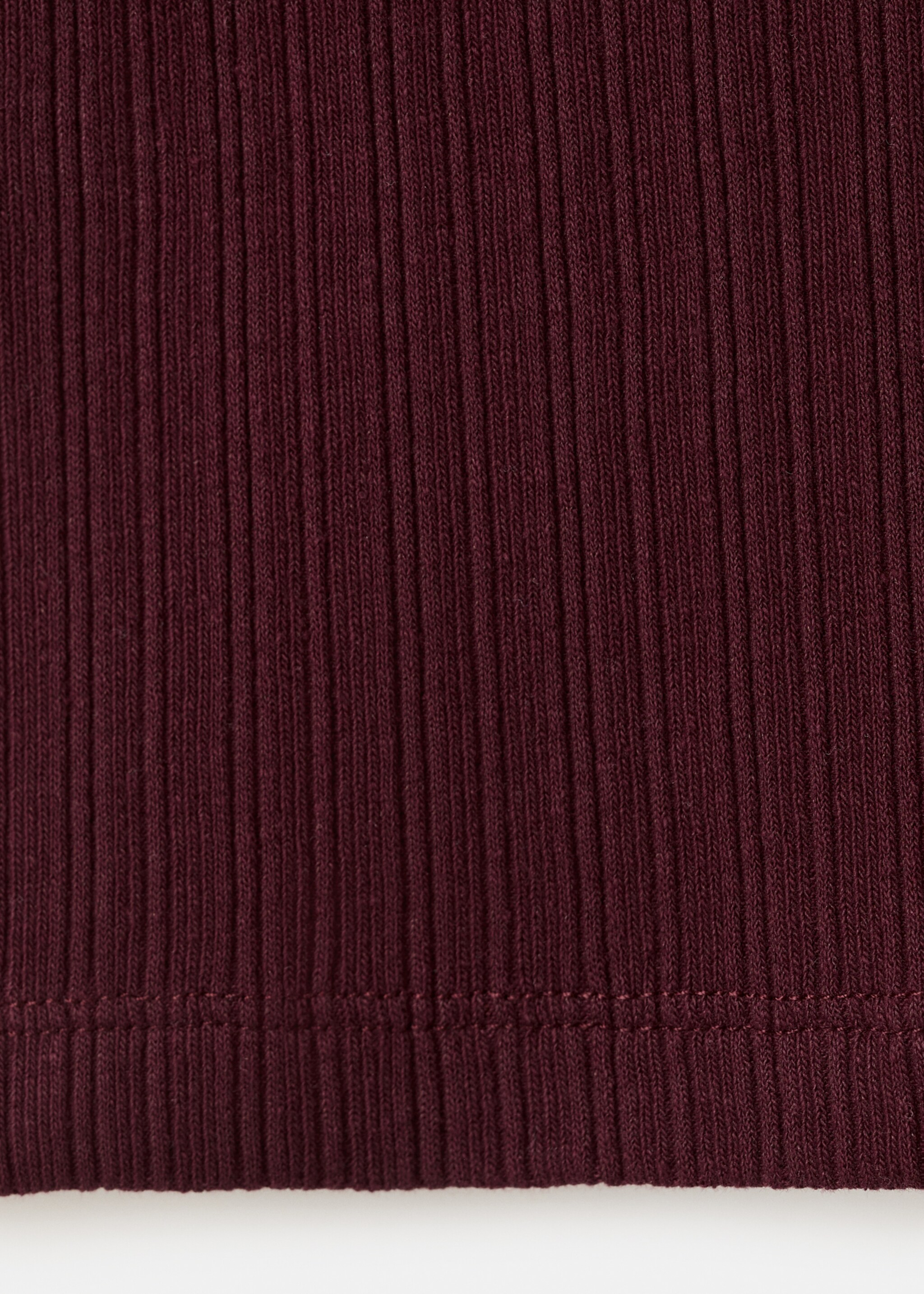 Ribbed T-shirt with button detail - Details of the article 0, Maroon. Ref: 27024445-00.