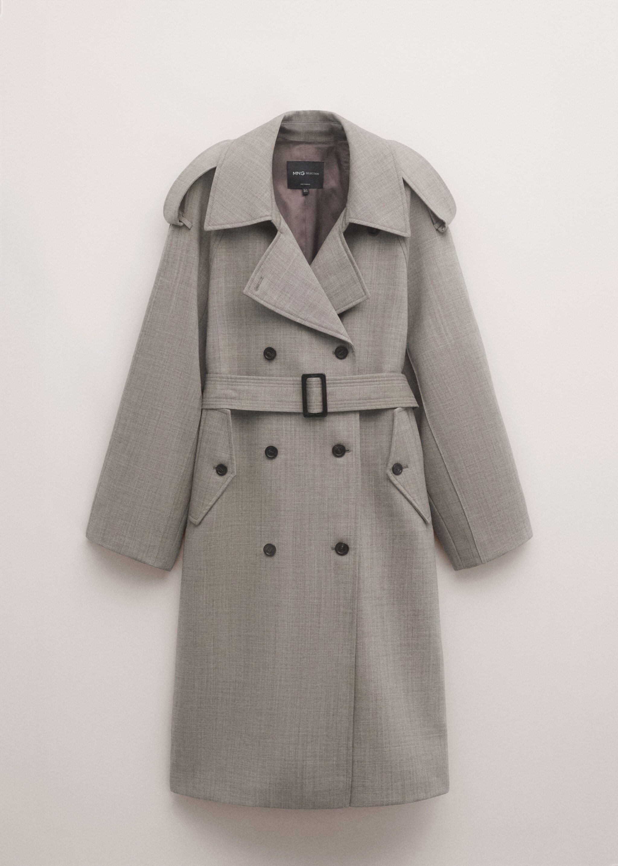 Double-breasted trench 100% wool - Article without model, Grey. Ref: 27024447-00.