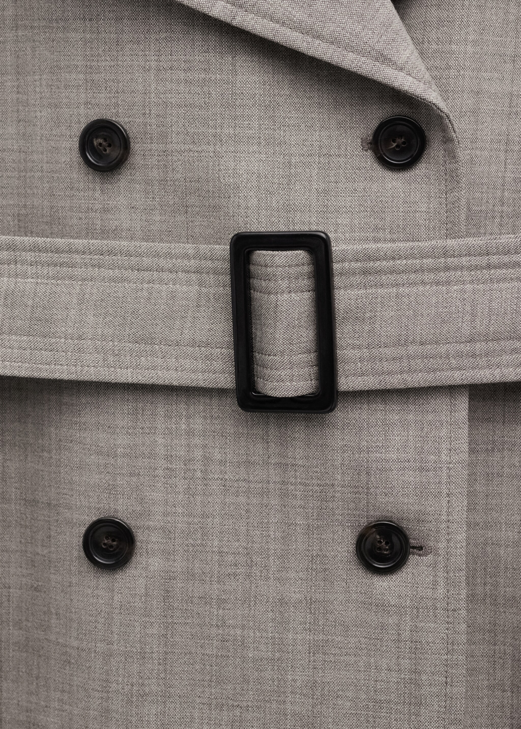 Double-breasted trench 100% wool - Details of the article 0, Grey. Ref: 27024447-00.