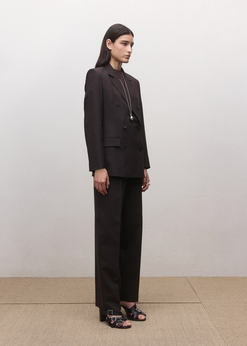 Mango Double-breasted wool suit jacket