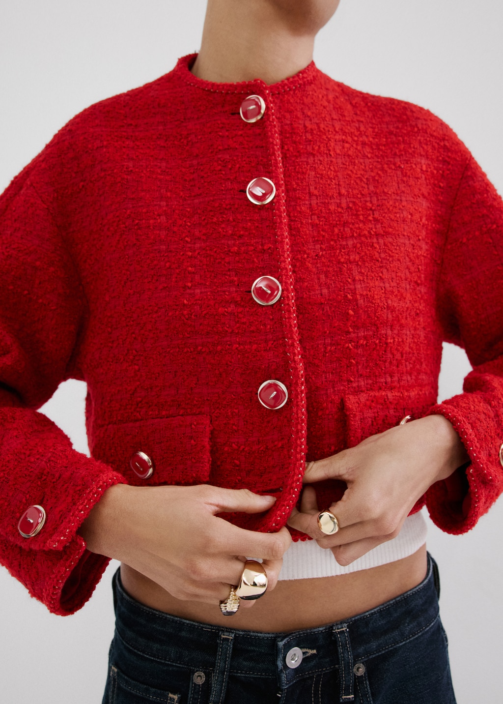Tweed jacket with jewel buttons - image 3