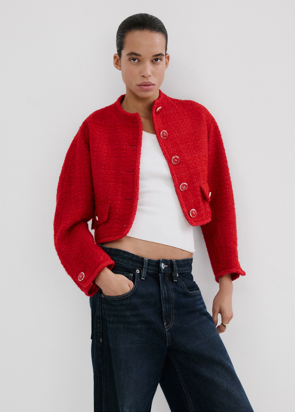 Tweed jacket with jewel buttons - image 5