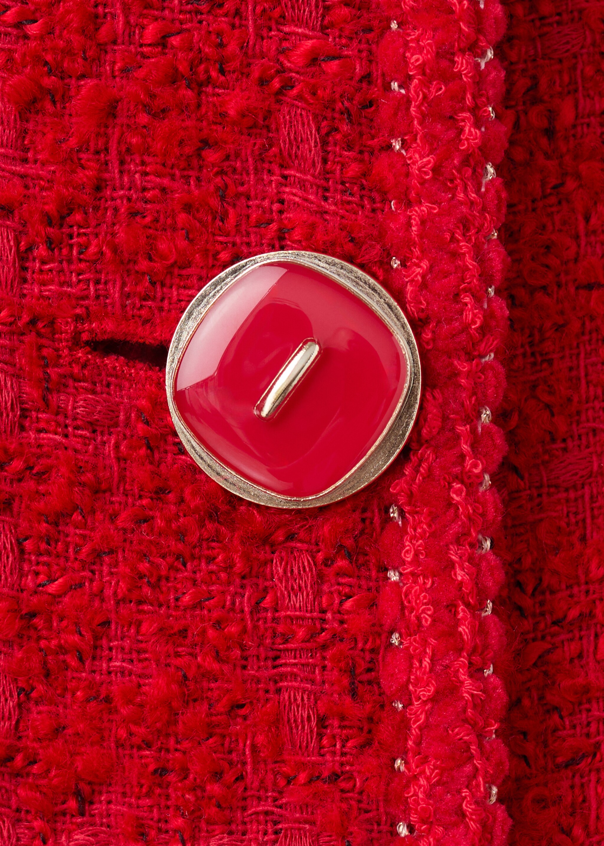 Tweed jacket with jewel buttons - Details of the article 8, Red. Ref: 27024450-00.