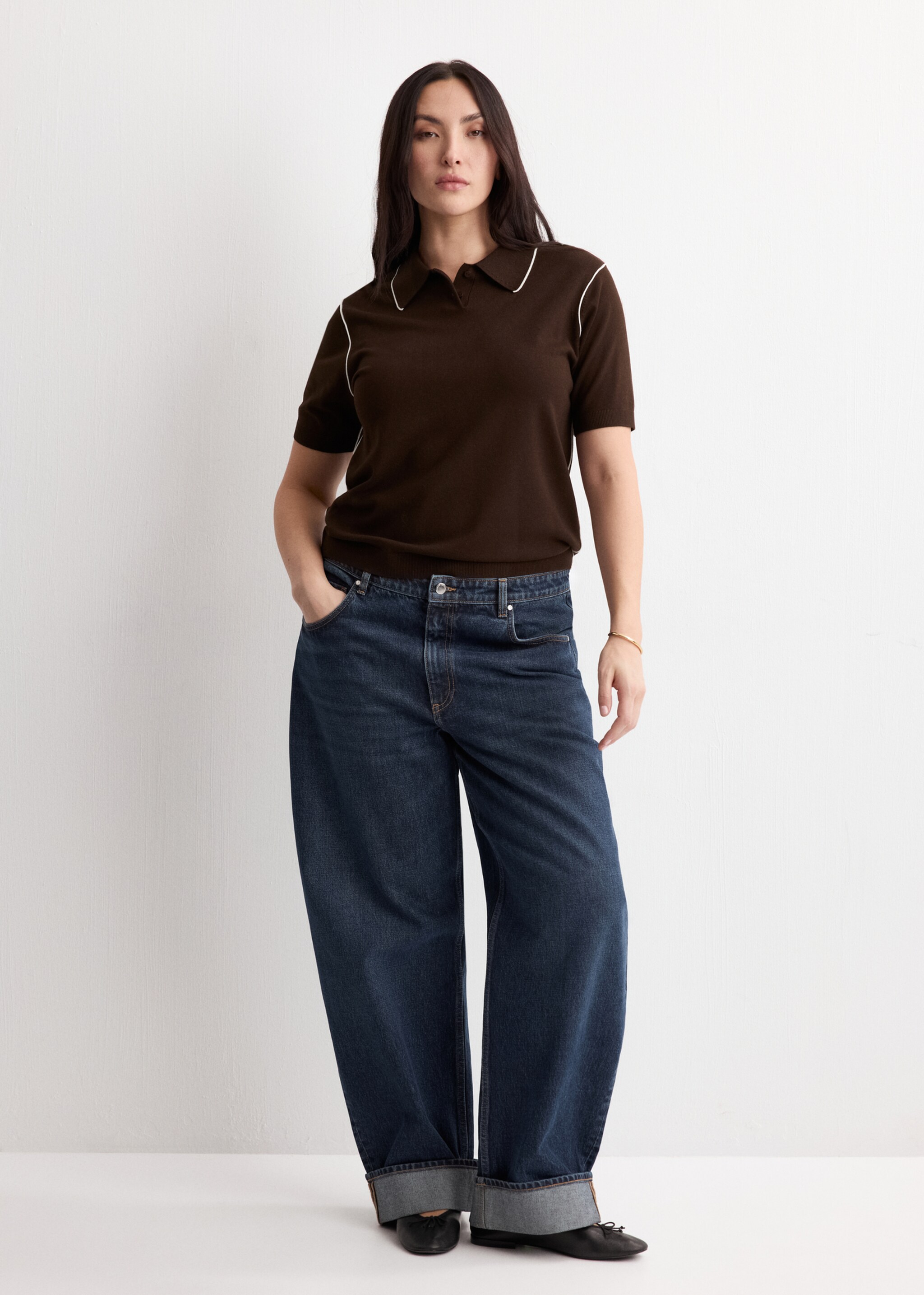 Contrasting stripes sweater - Details of the article 3, Chocolate. Ref: 27024775-00.