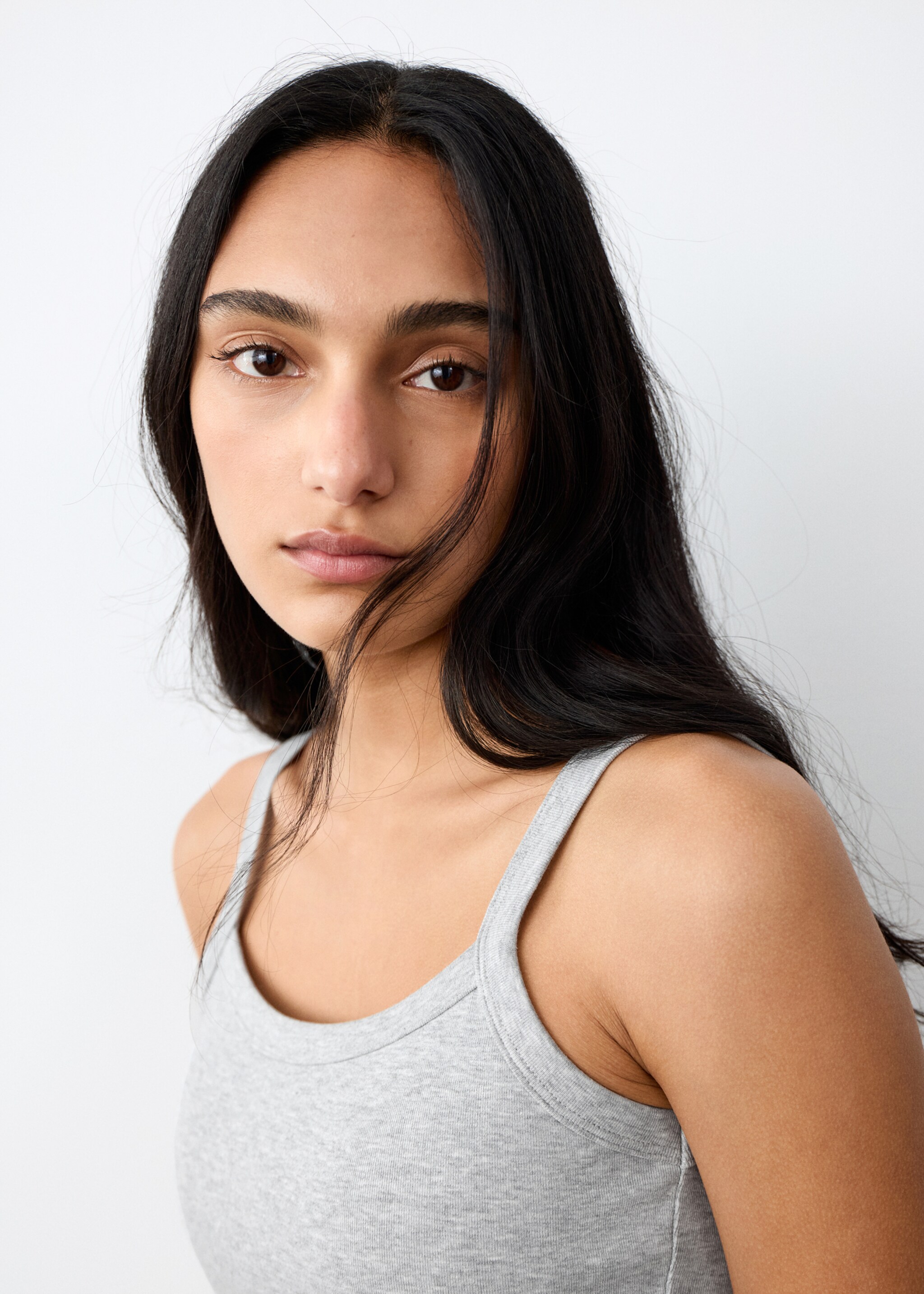 Cotton tank top - Details of the article 1, Medium Heather Grey. Ref: 27024780-00.