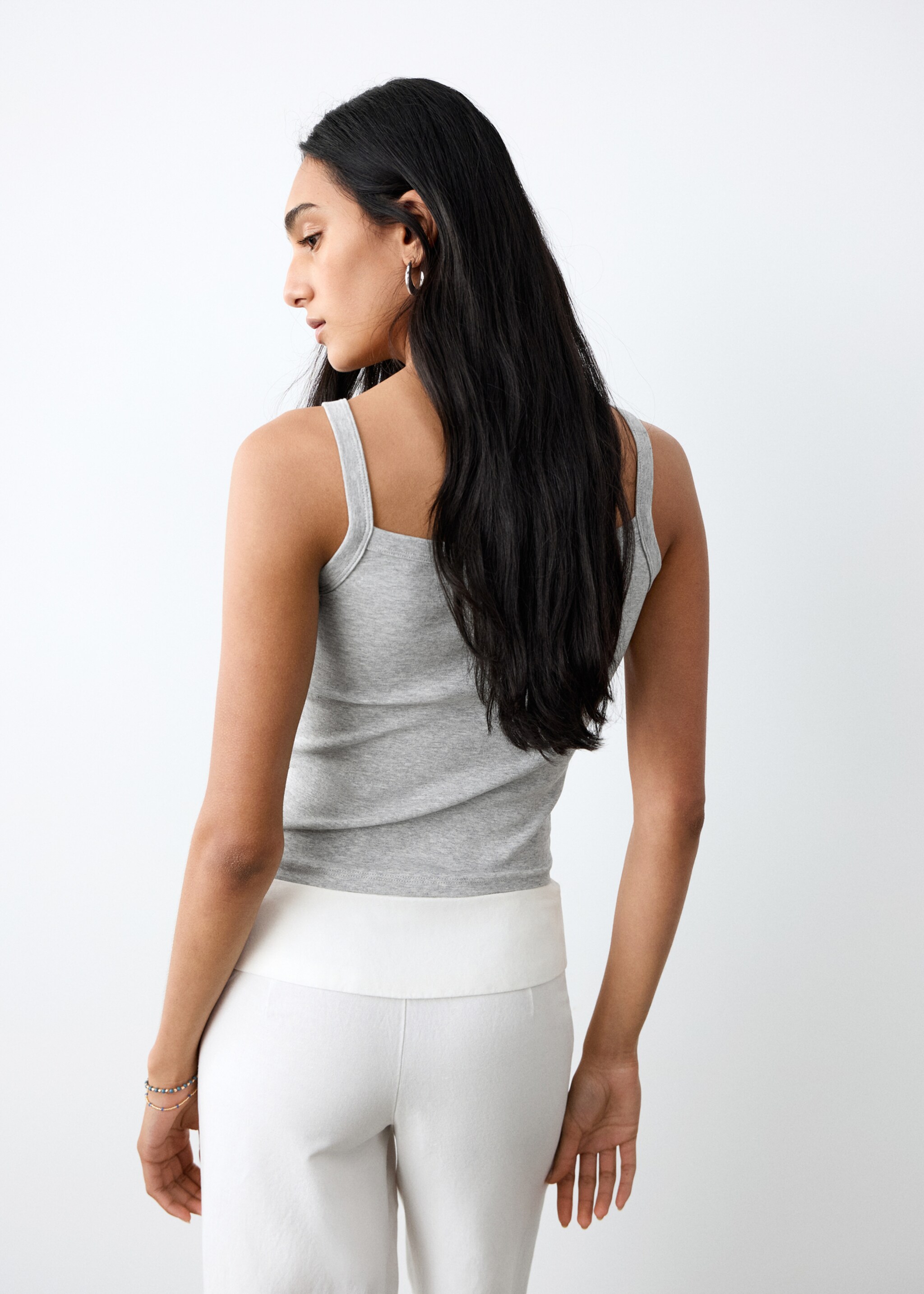 Cotton tank top - Reverse of the article, Medium Heather Grey. Ref: 27024780-00.