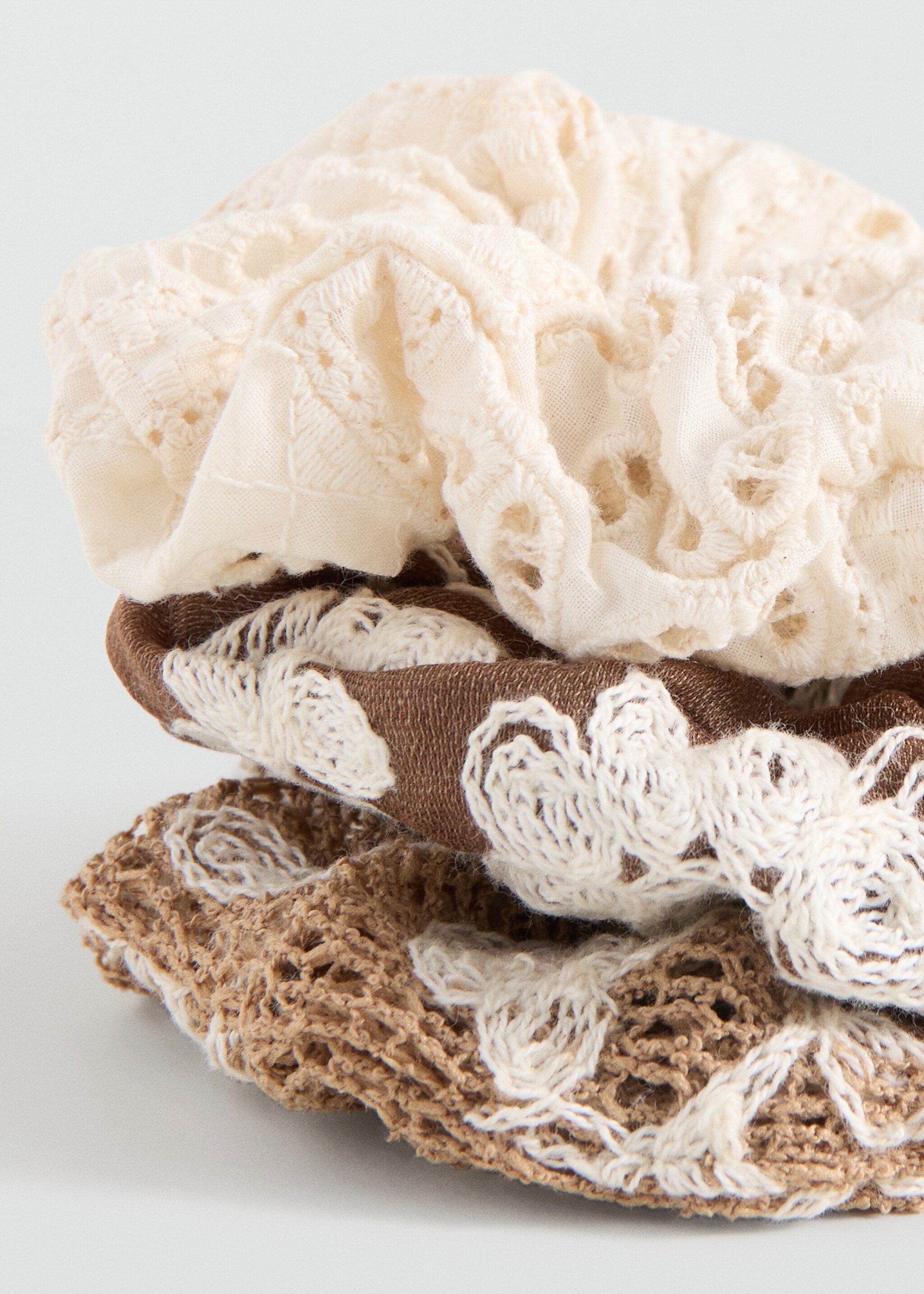 Pack of 3 embroidered hair ties - Medium plane, Sand. Ref: 27024787-00.