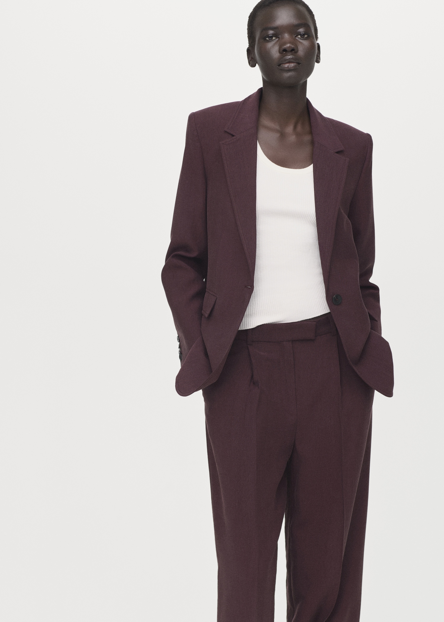 Low-rise lyocell trousers - Details of the article 1