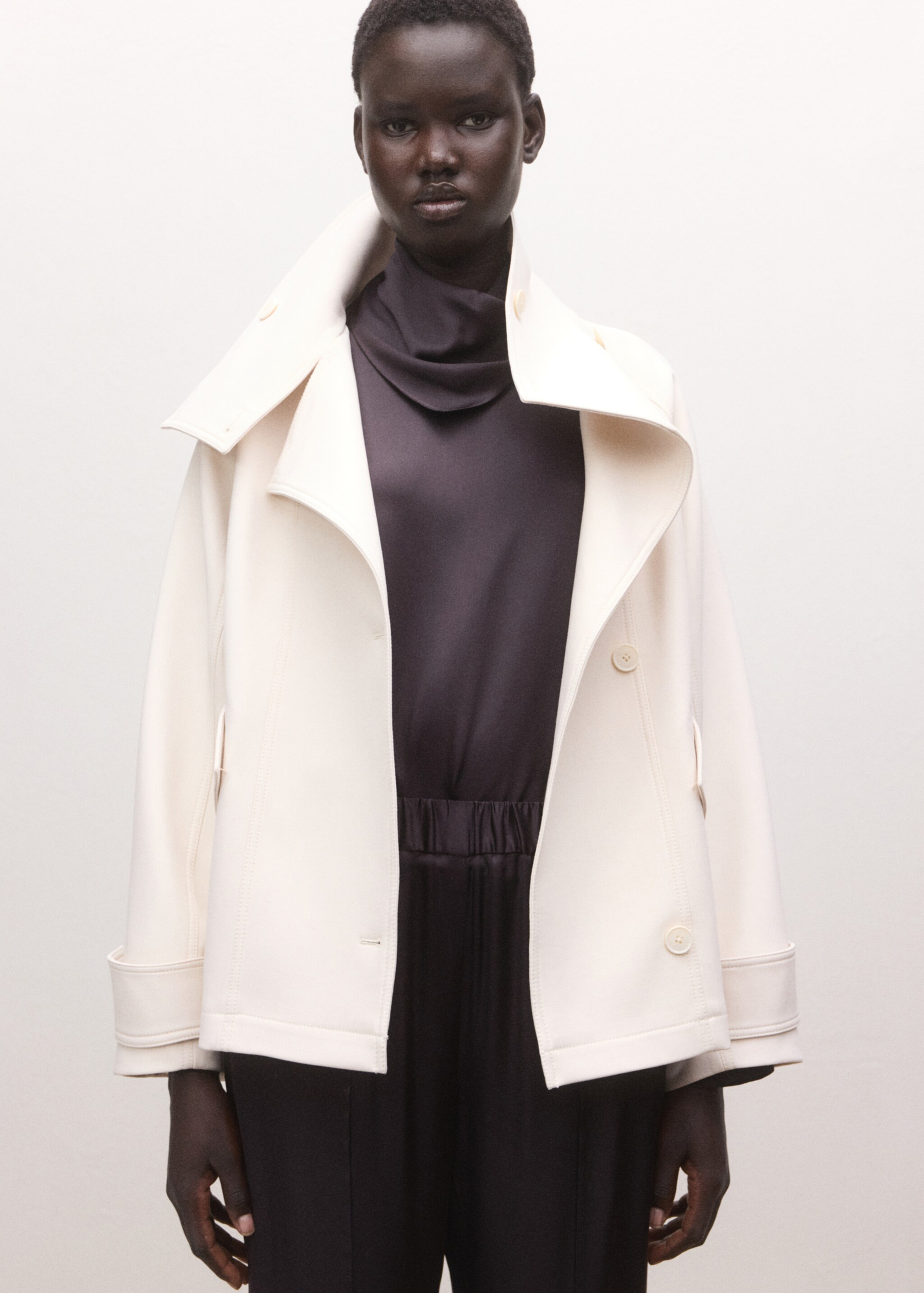 Straight-leg trousers with adjustable waist - Details of the article 1, Brown. Ref: 27024789-00.