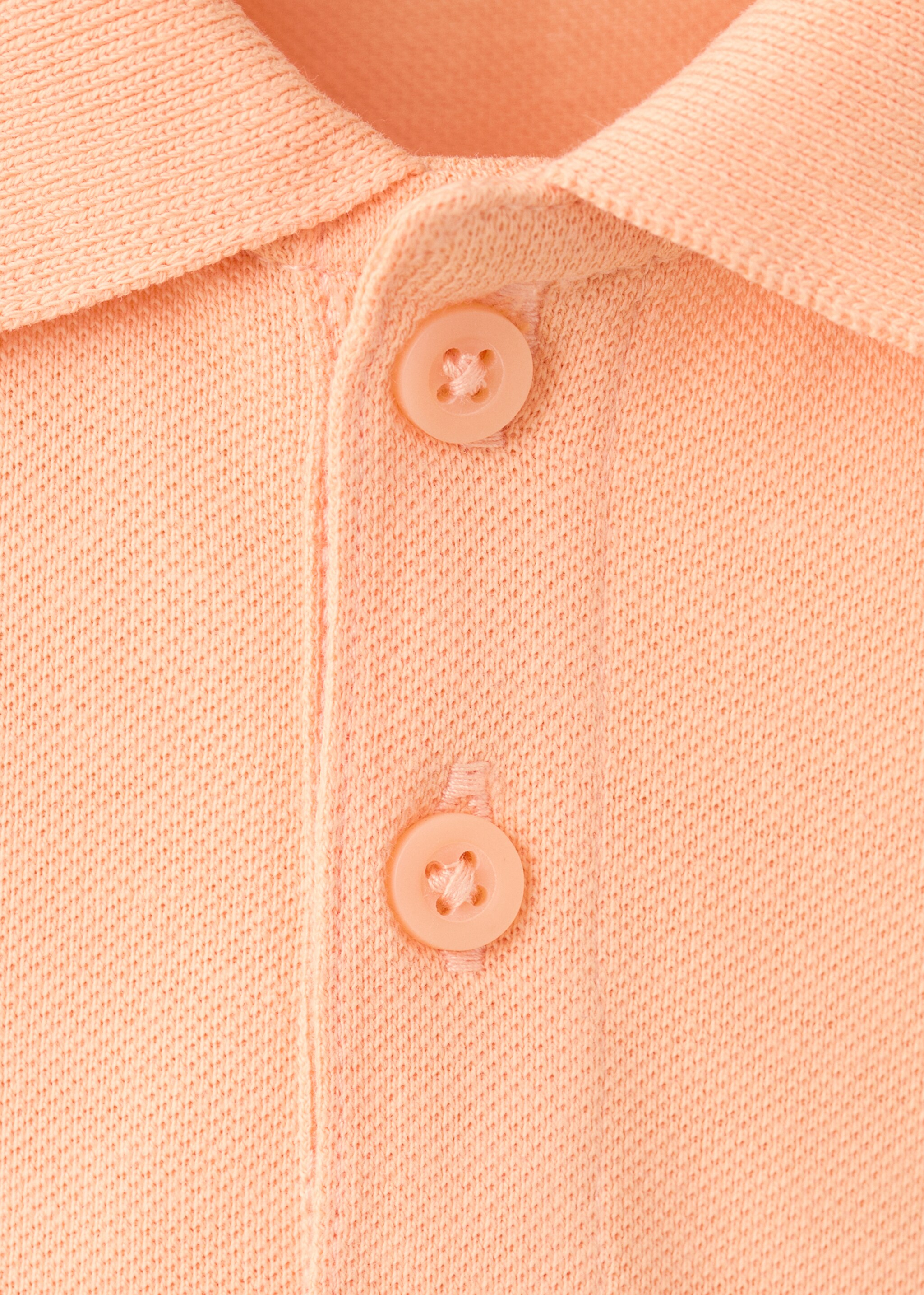 Short-sleeved cotton polo shirt - Details of the article 8, Peach. Ref: 27025144-00.