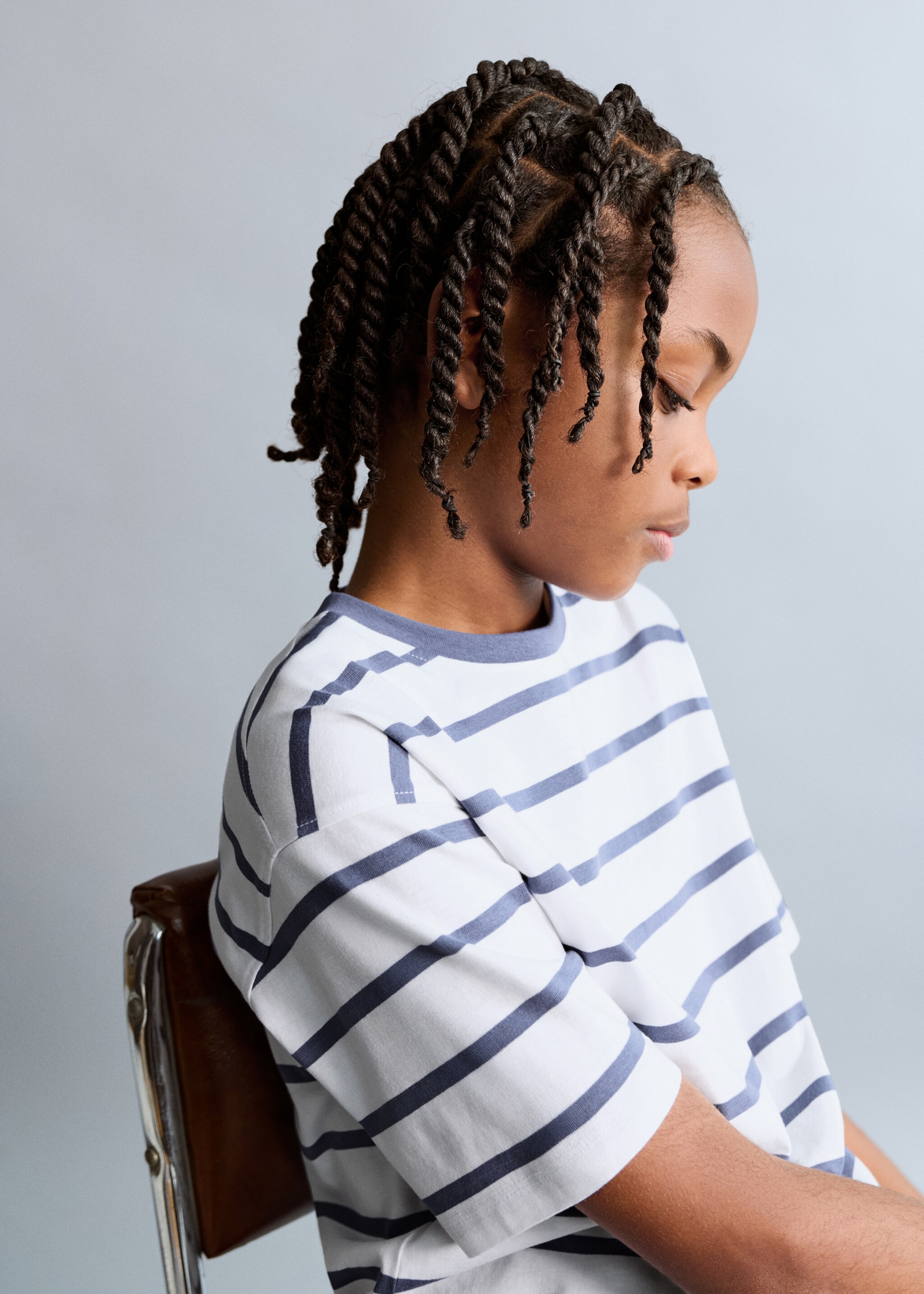 Striped cotton T-shirt - Details of the article 1, Blue. Ref: 27025150-00.