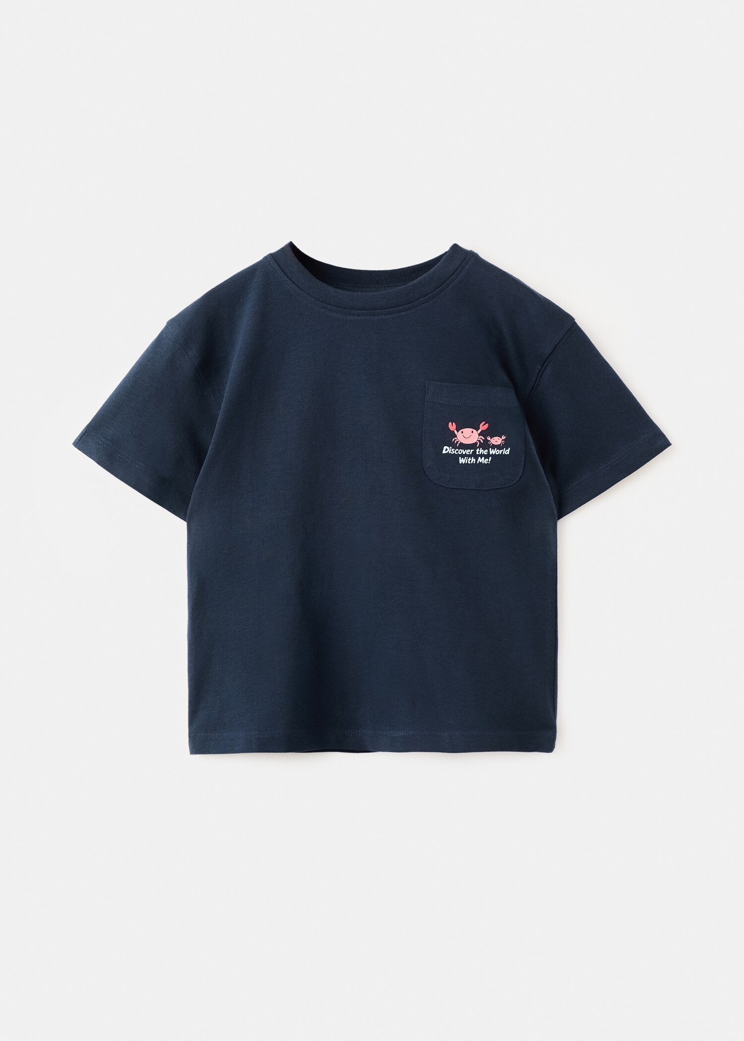 تيشيرت بتفاصيل جيب مطبوع - منتج دون نموذج