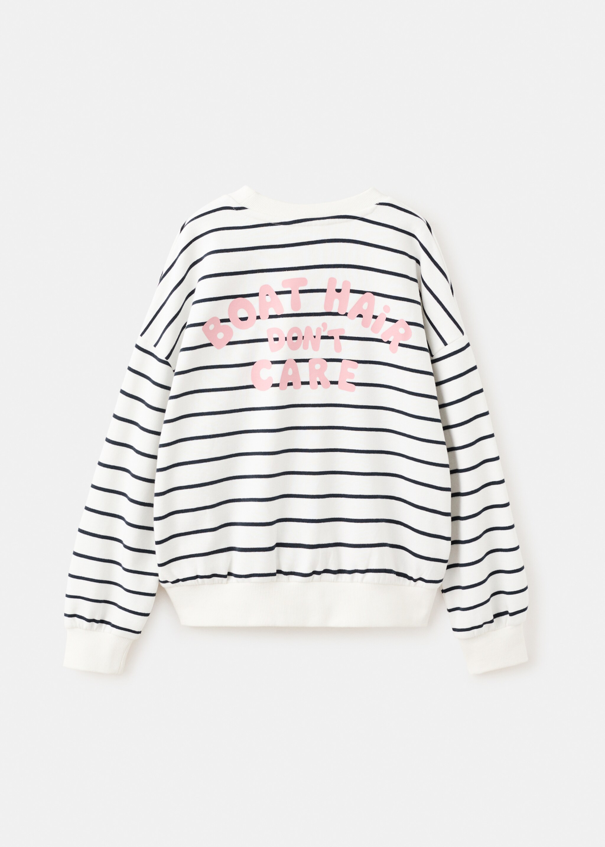 Sudadera rayas mensaje estampado - Reverso del artículo, Blanco roto. Ref: 27025152-00.