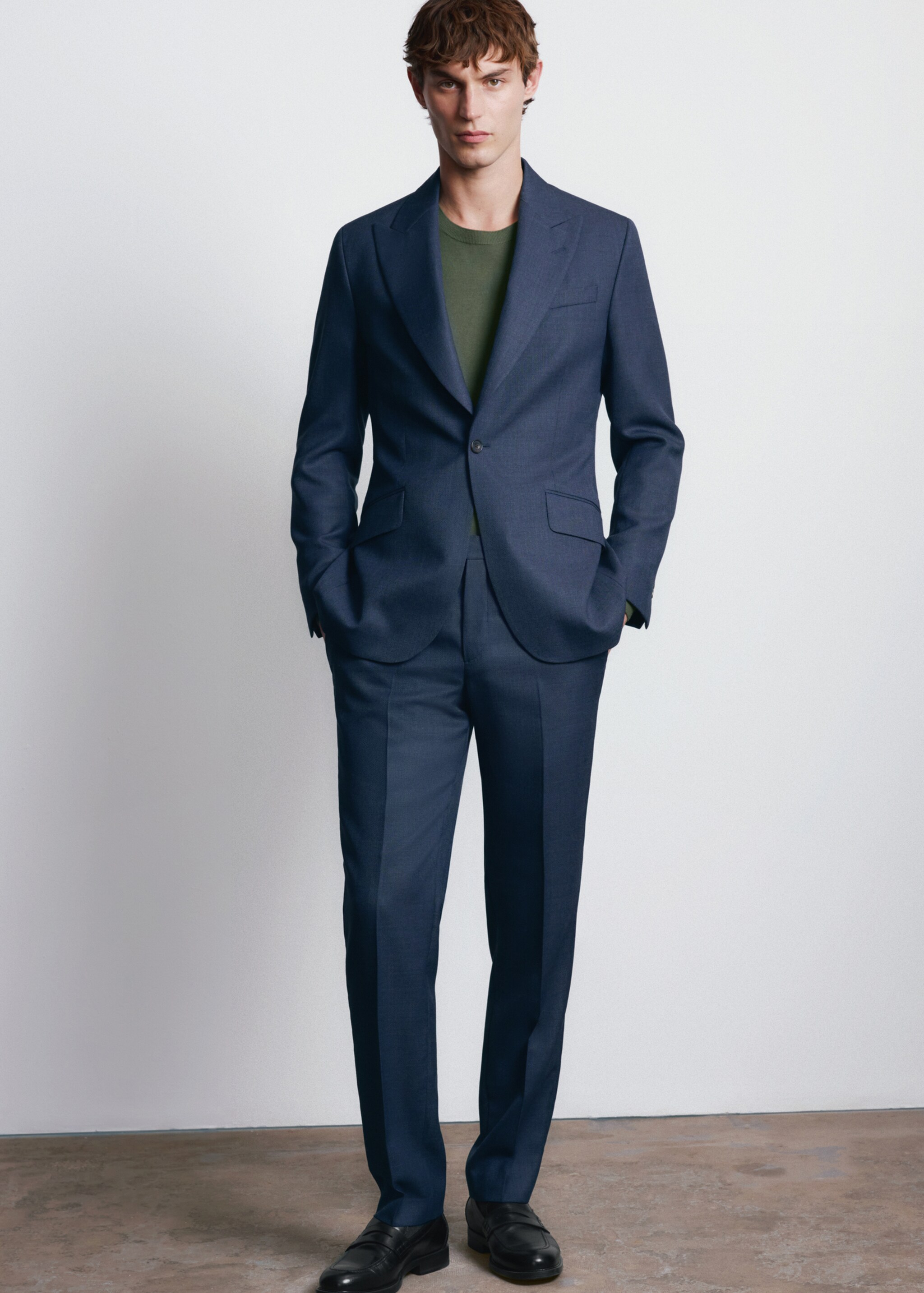 100% wool blazer Vitale Barberis Canonico® - Details of the article 4, Blue. Ref: 27025153-00.