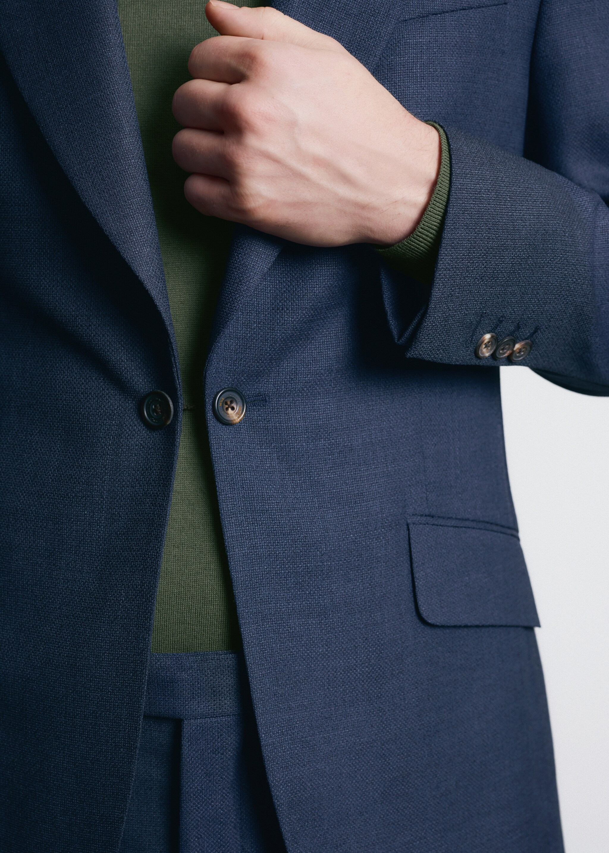 100% wool blazer Vitale Barberis Canonico® - Details of the article 6, Blue. Ref: 27025153-00.