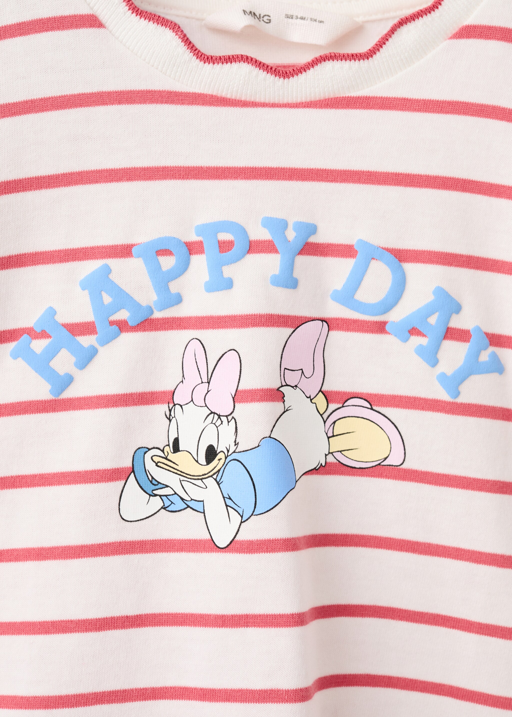 Striped T-shirt with Daisy print - Details of the article 8, Red. Ref: 27025170-00.