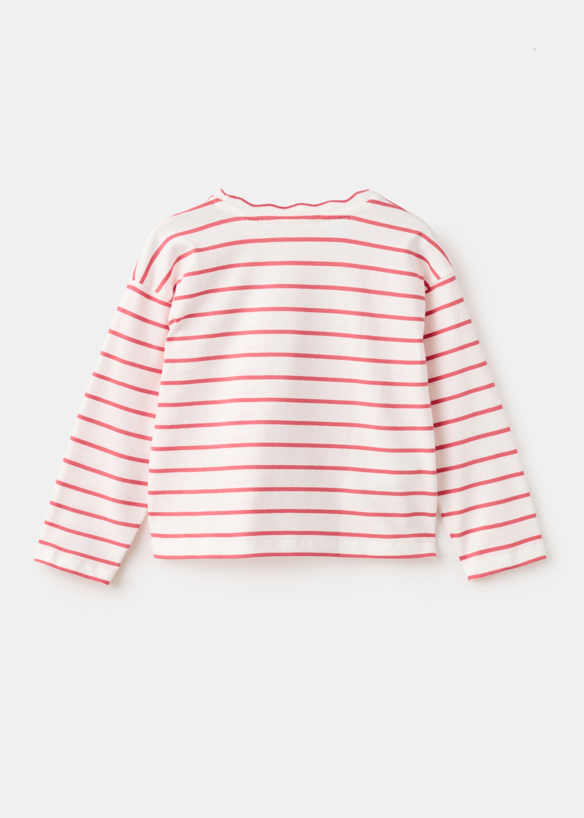Striped T-shirt with Daisy print - Reverse of the article, Red. Ref: 27025170-00.