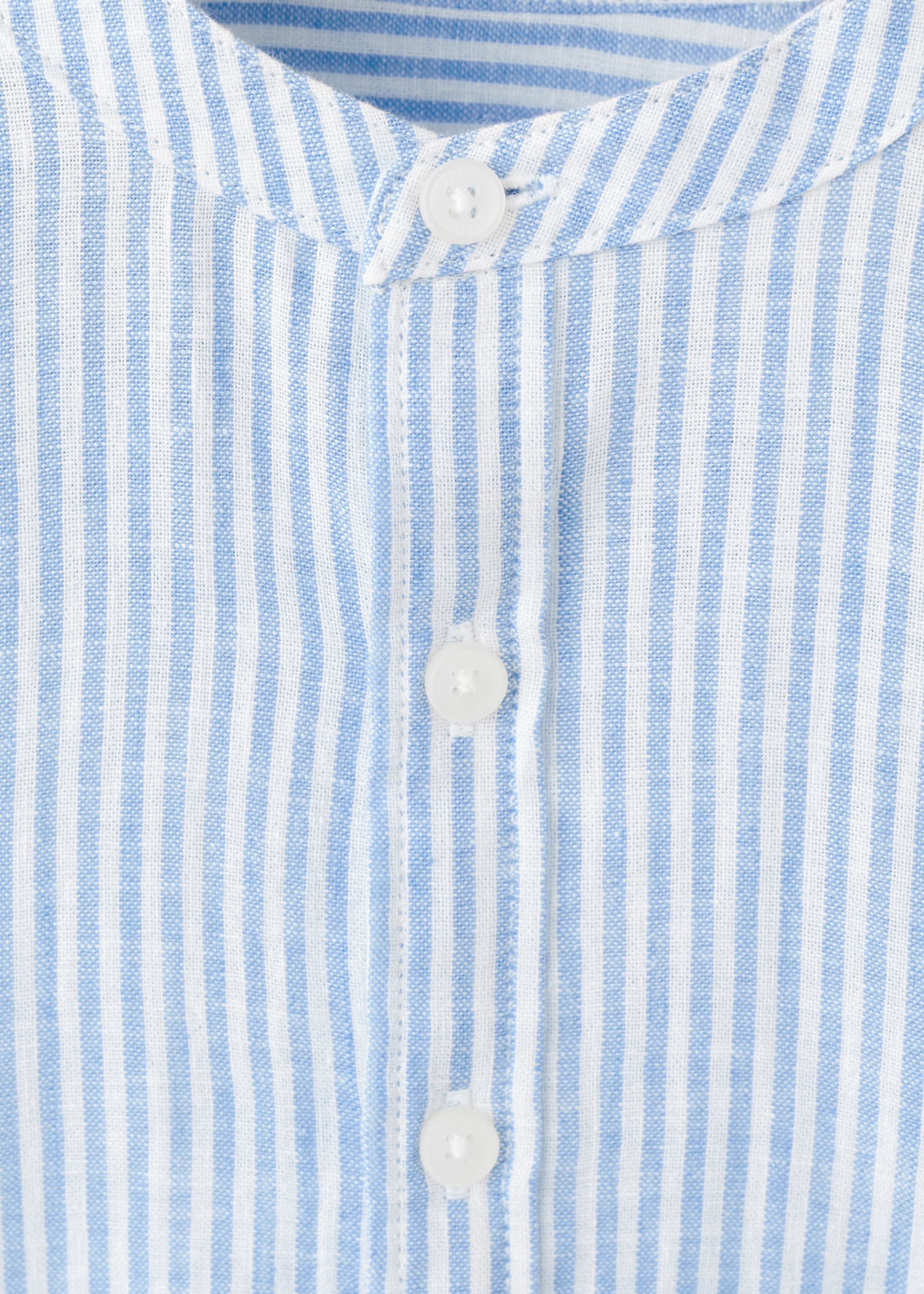 Striped linen-blend shirt - Details of the article 0, Blue. Ref: 27025810-00.