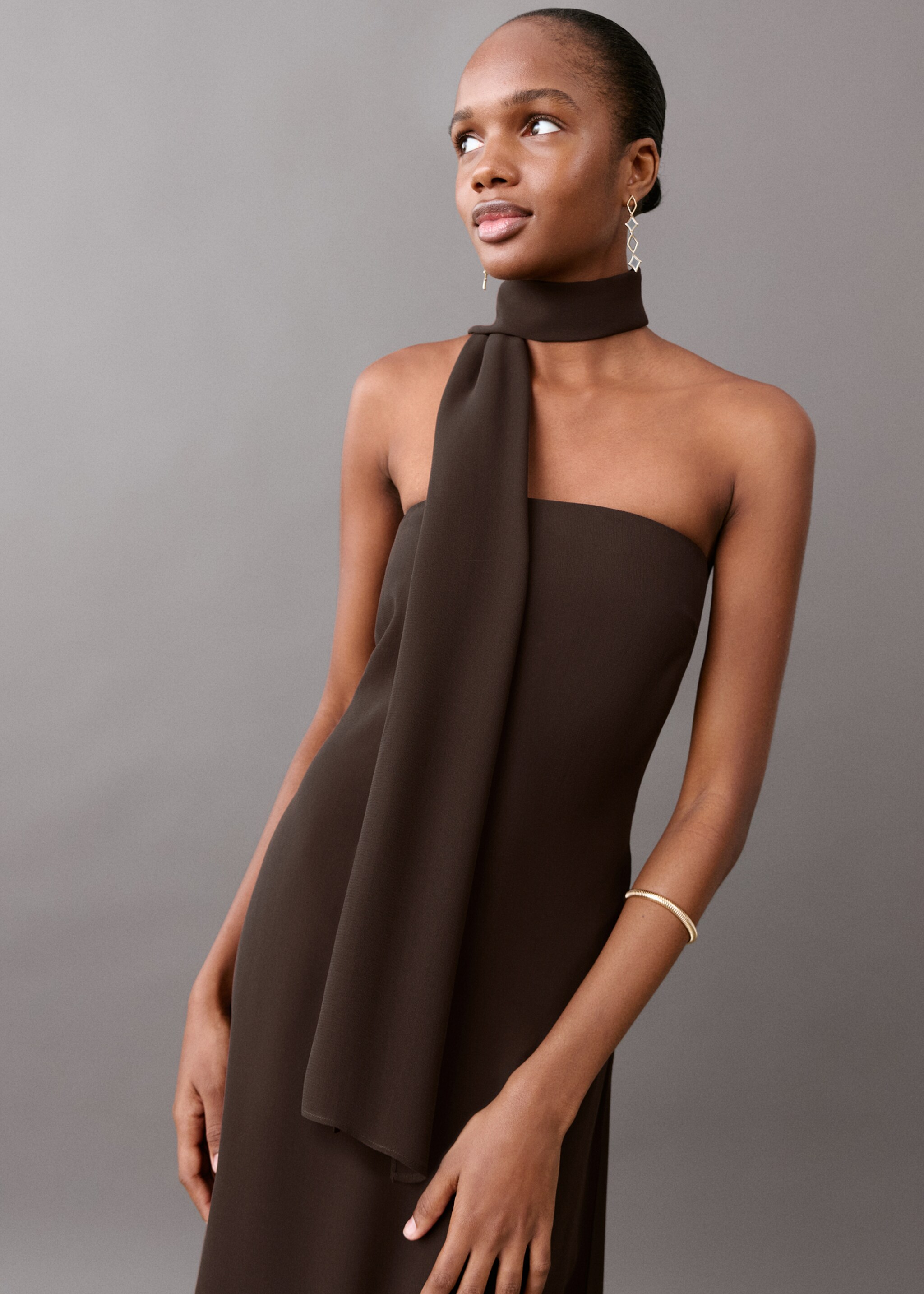 Strapless dress - Medium plane, Brown. Ref: 27025811-00.