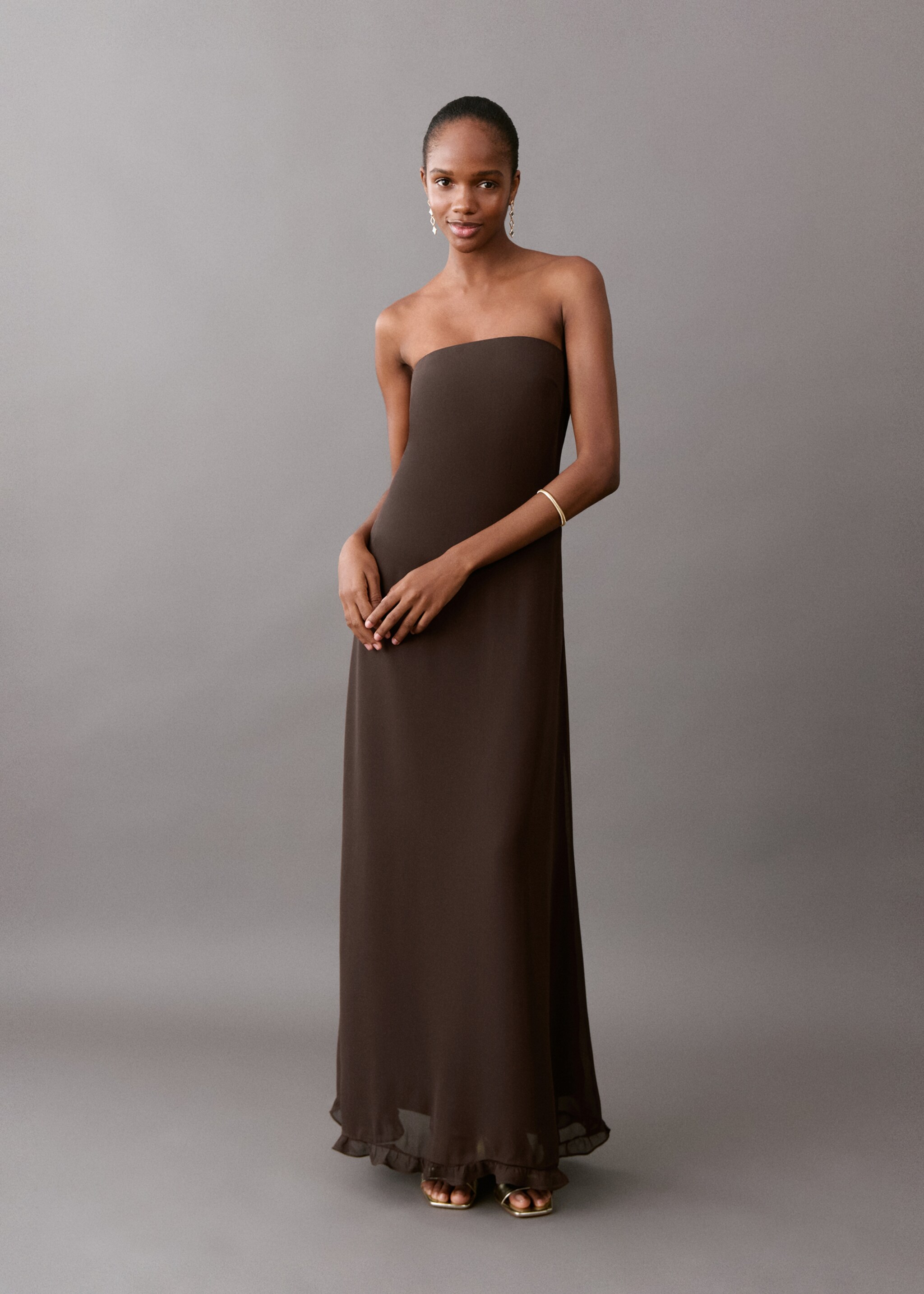 Strapless dress - Details of the article 4, Brown. Ref: 27025811-00.