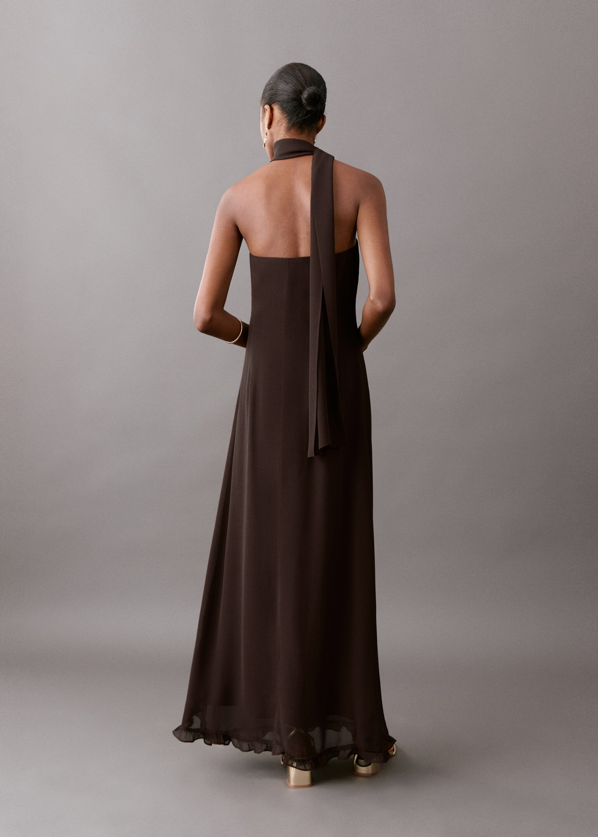 Strapless dress - Reverse of the article, Brown. Ref: 27025811-00.