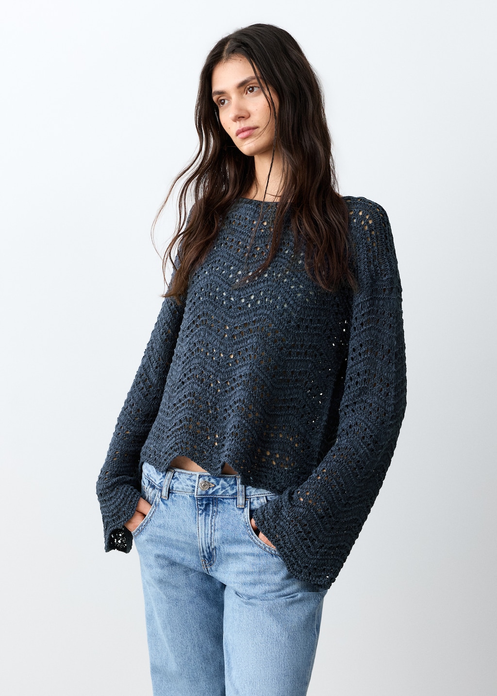 【新品未使用】INNAT OPENWORK PATTERN SWEATER Openwork knit sweater - Teen | MANGO Canada
