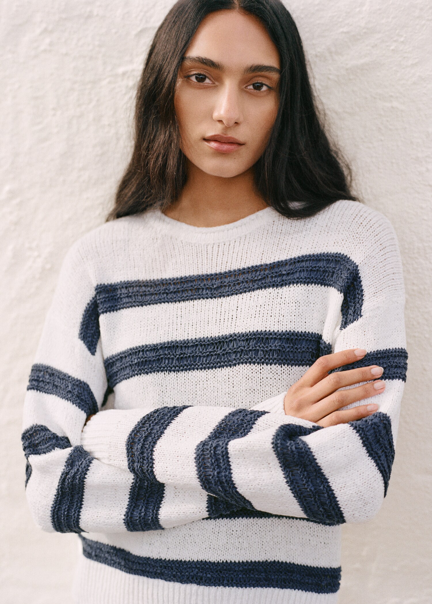 Striped openwork knit sweater - Details of the article 5