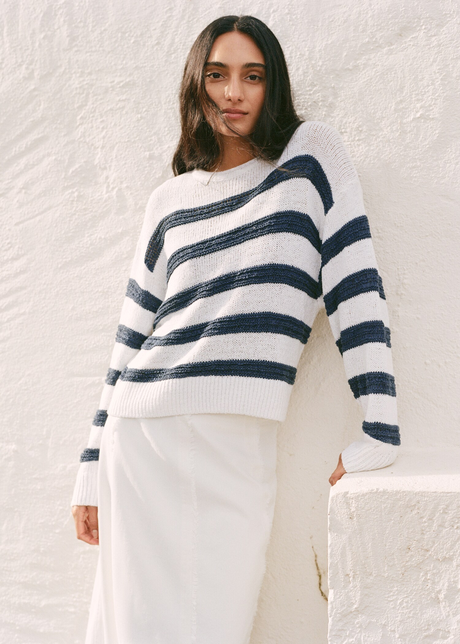 Striped openwork knit sweater - Details of the article 6
