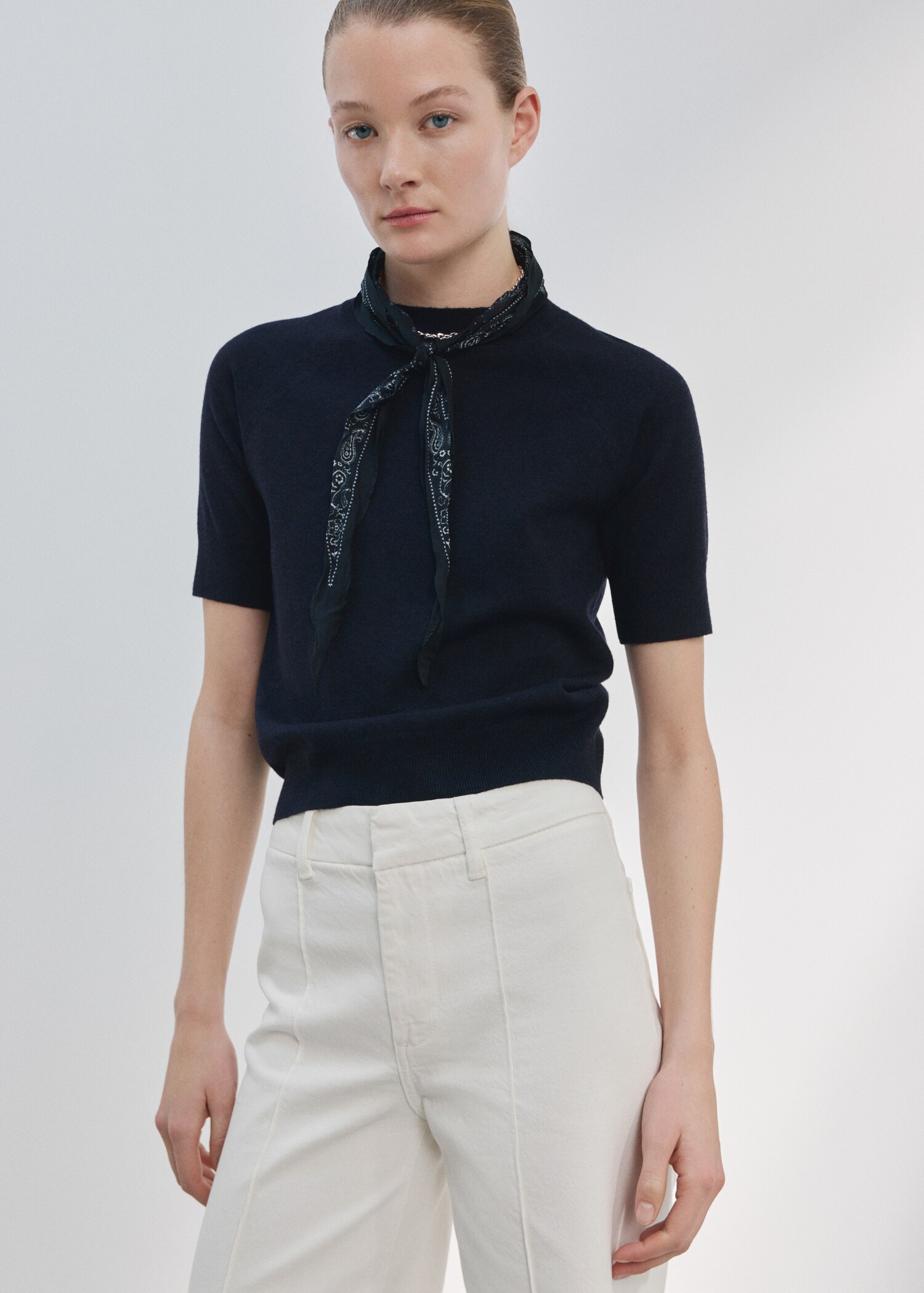 Jeans wide leg med hög midja och sömmar - Detaljer om artikeln 1