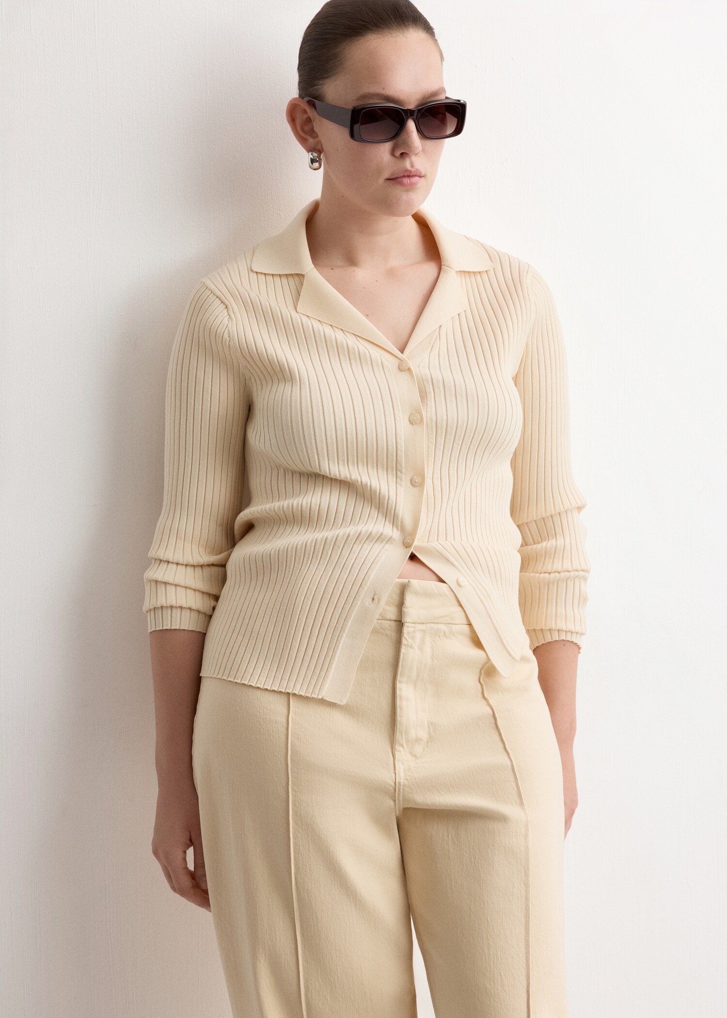 Jeans wide leg med hög midja och sömmar - Detaljer om artikeln 5