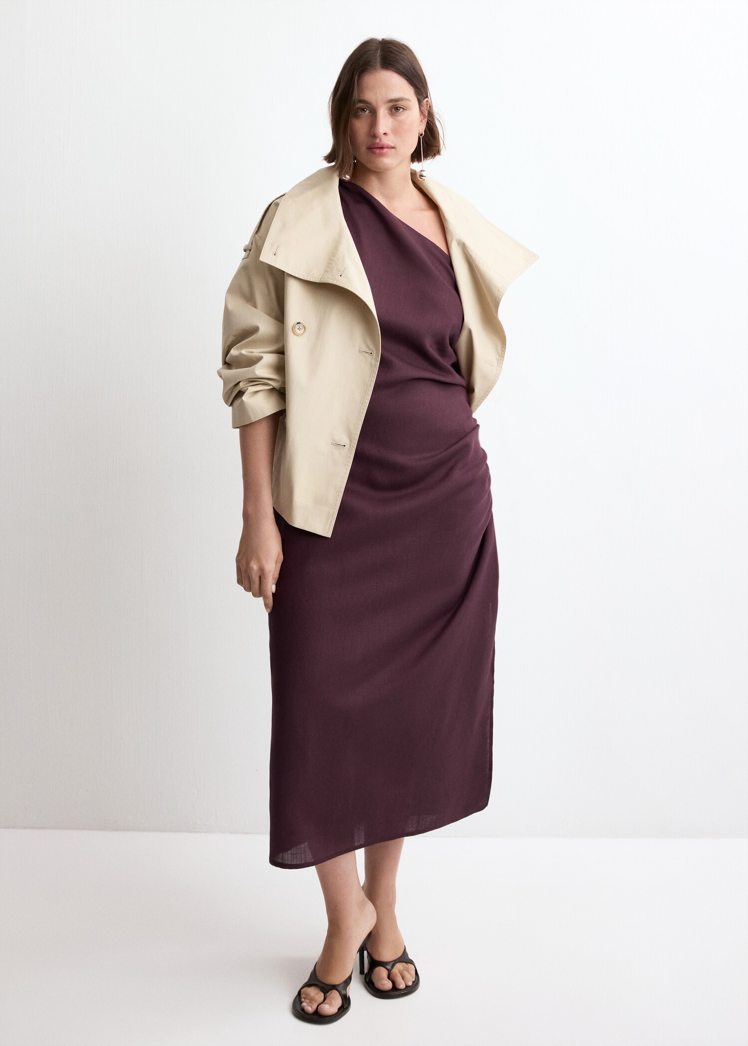 فستان غير متماثل بفتحة جانبية - تفاصيل المنتج 3